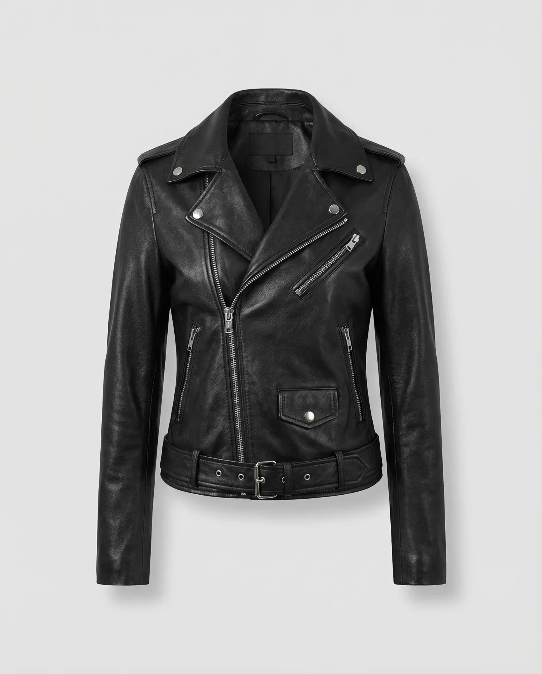 Damen Bikerjacke Kurz Kunstleder mit Reißverschluss - Image 6