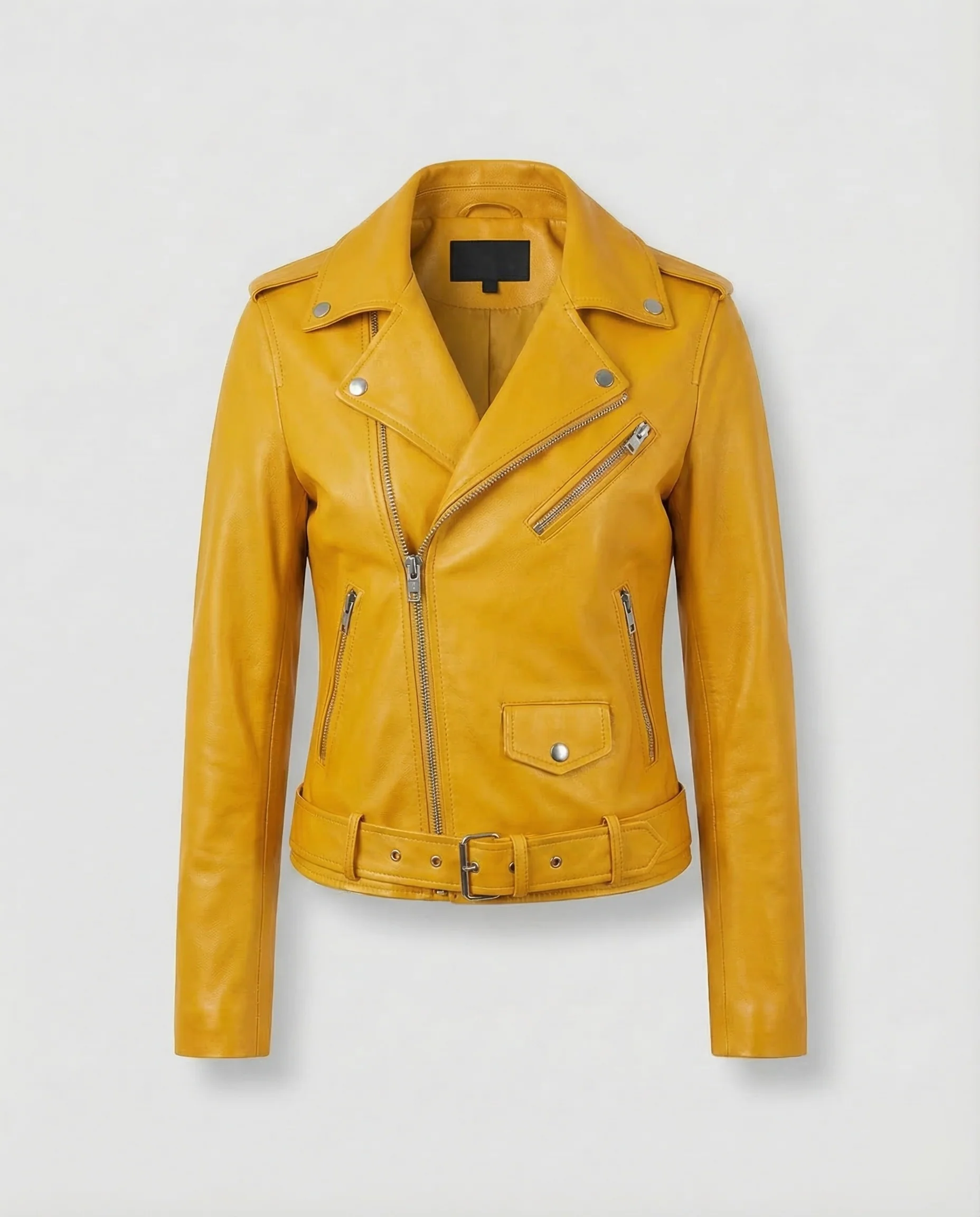 Damen Bikerjacke Kurz Kunstleder mit Reißverschluss - Image 7