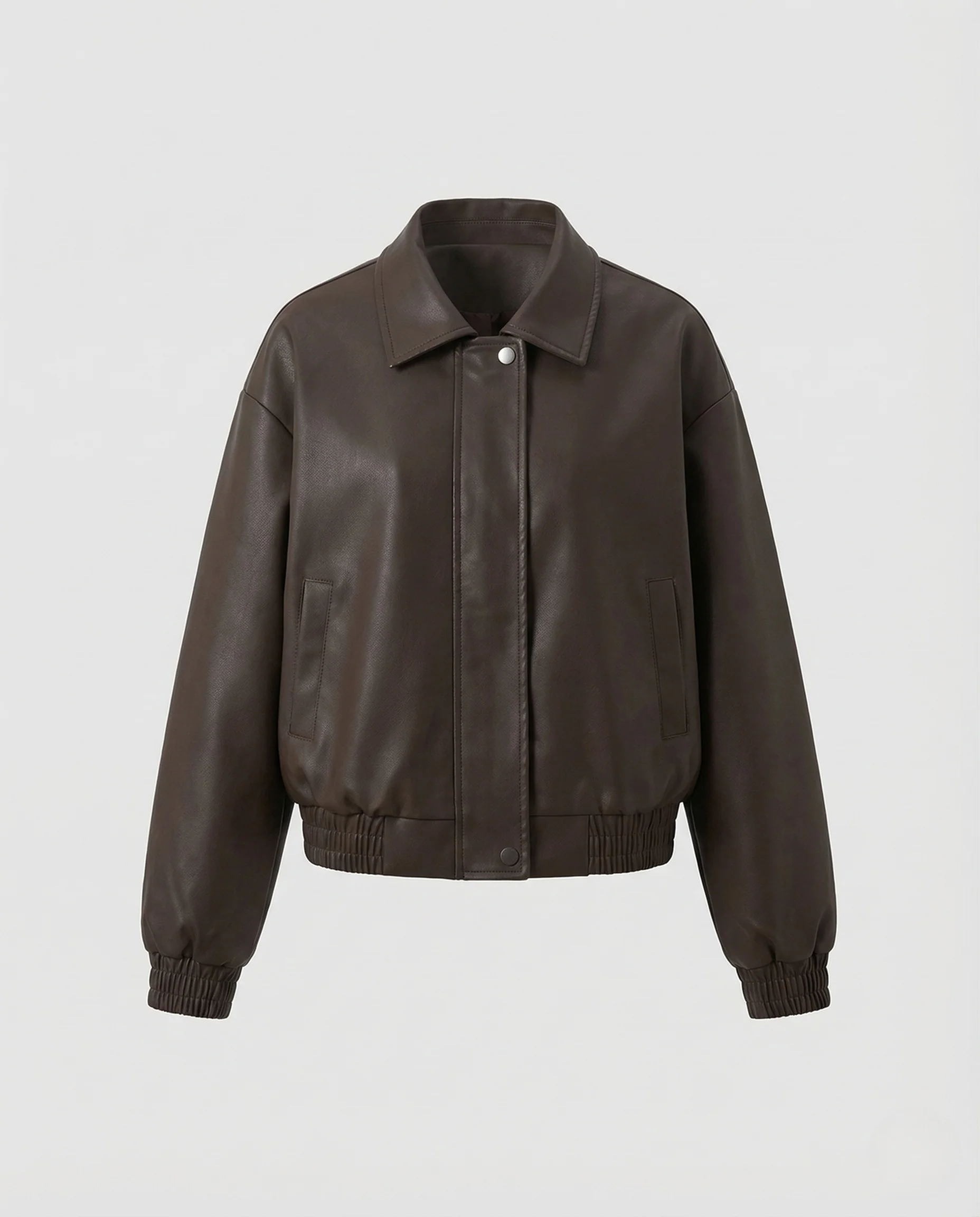 Damen Lederoptik Bomberjacke Ballonärmel - Image 5