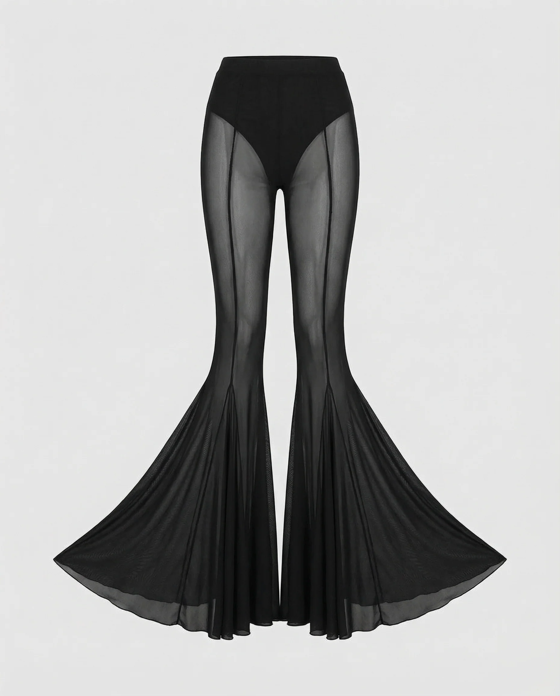 Damen Mesh Trompetenhose High Waist Transparent - Image 5