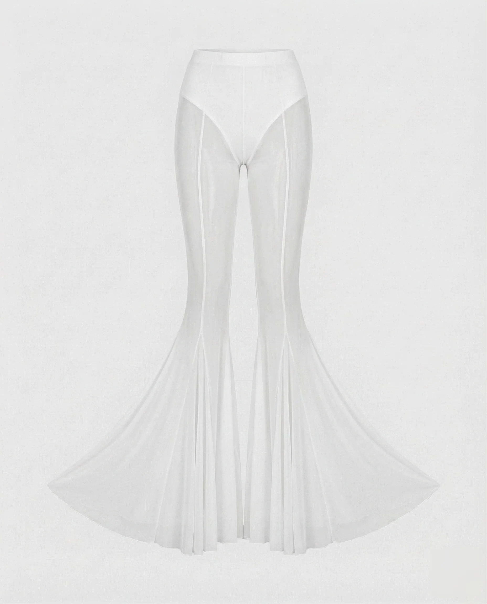 Damen Mesh Trompetenhose High Waist Transparent - Image 6