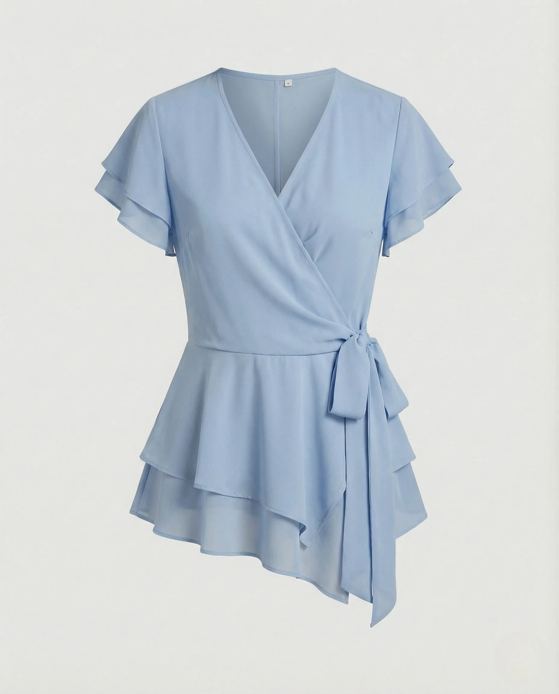 Damen Wickelbluse aus Chiffon mit Volantärmeln - Image 6