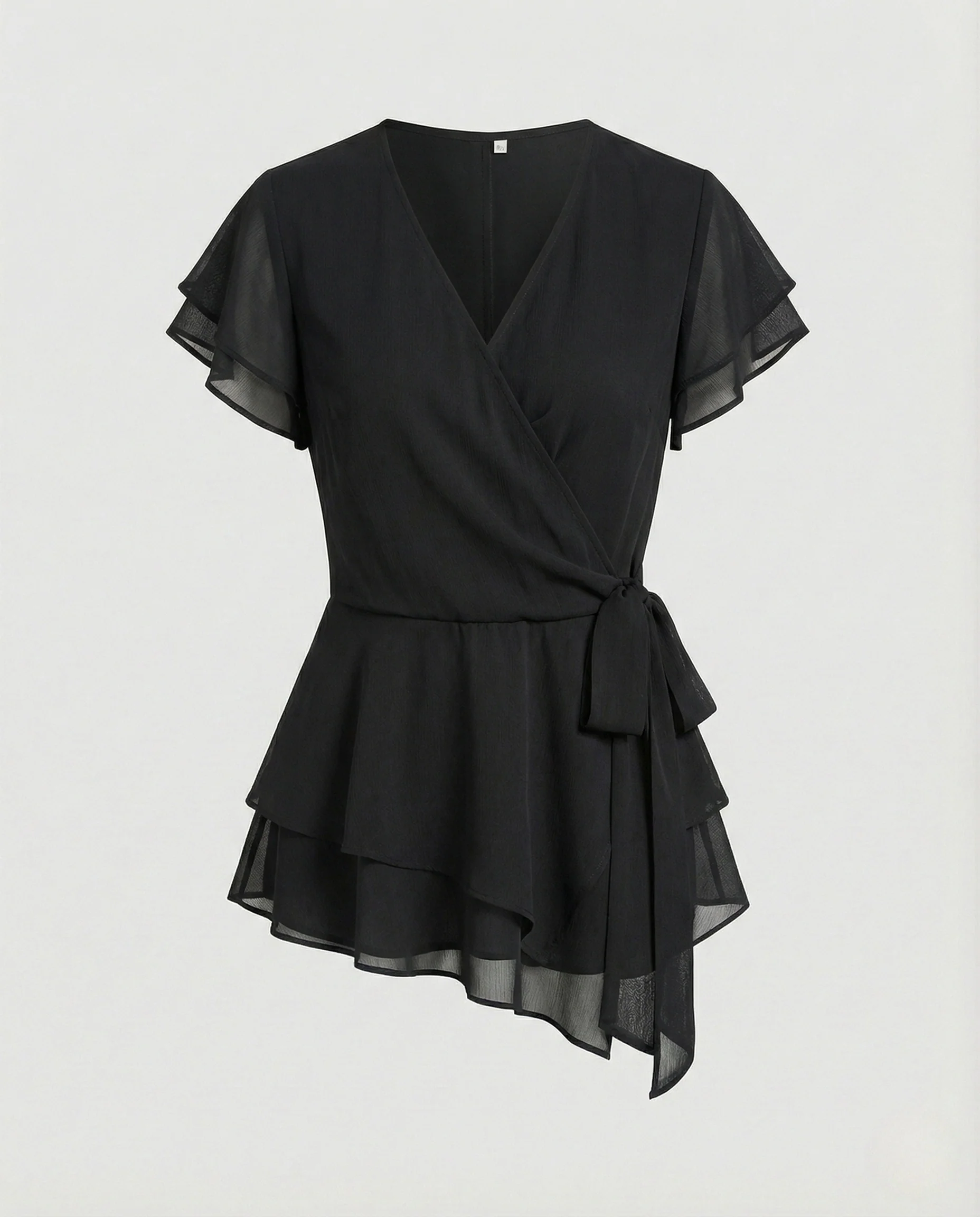 Damen Wickelbluse aus Chiffon mit Volantärmeln - Image 7
