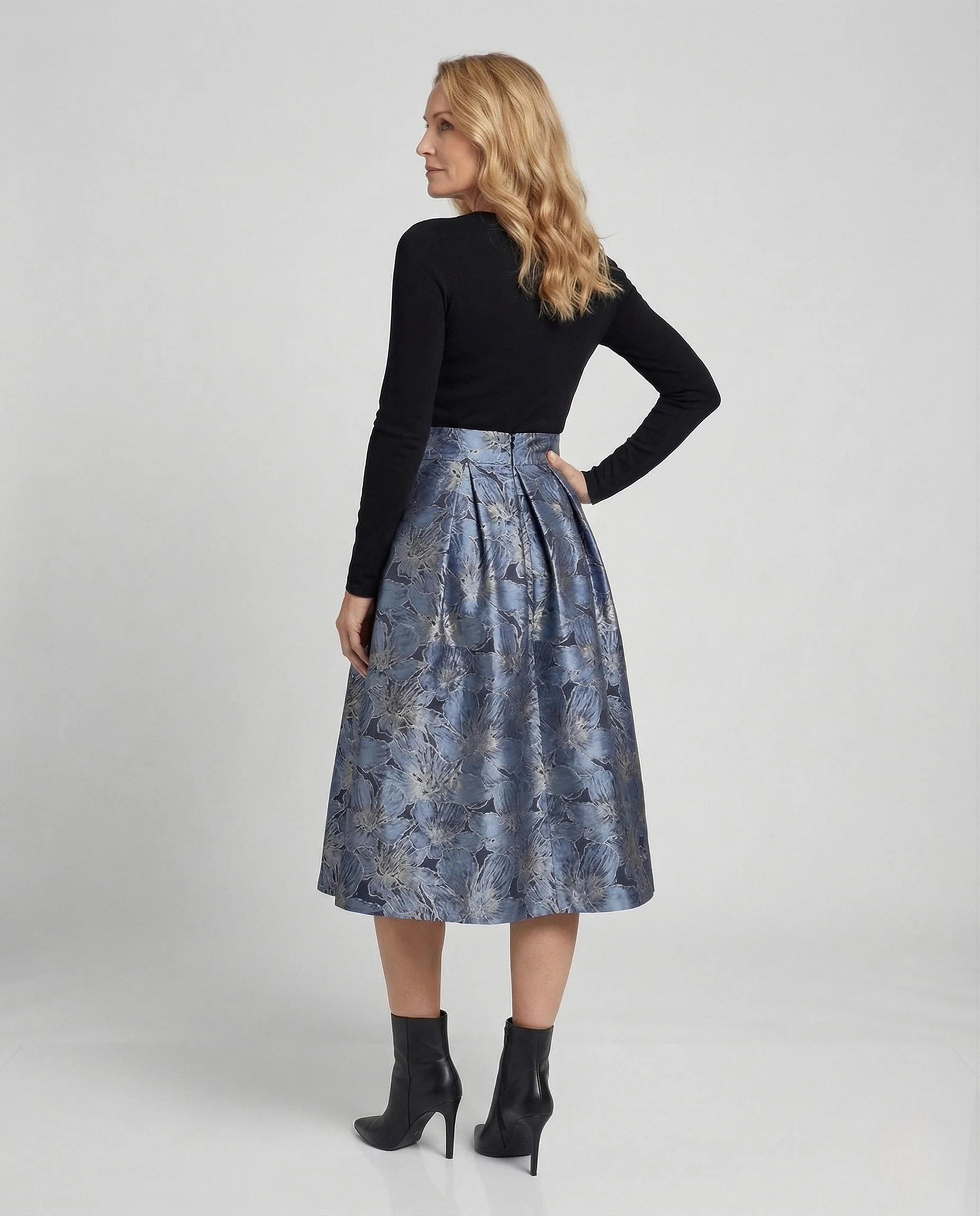 Damen Jacquard-Midirock mit Blumenmotiv - Image 2