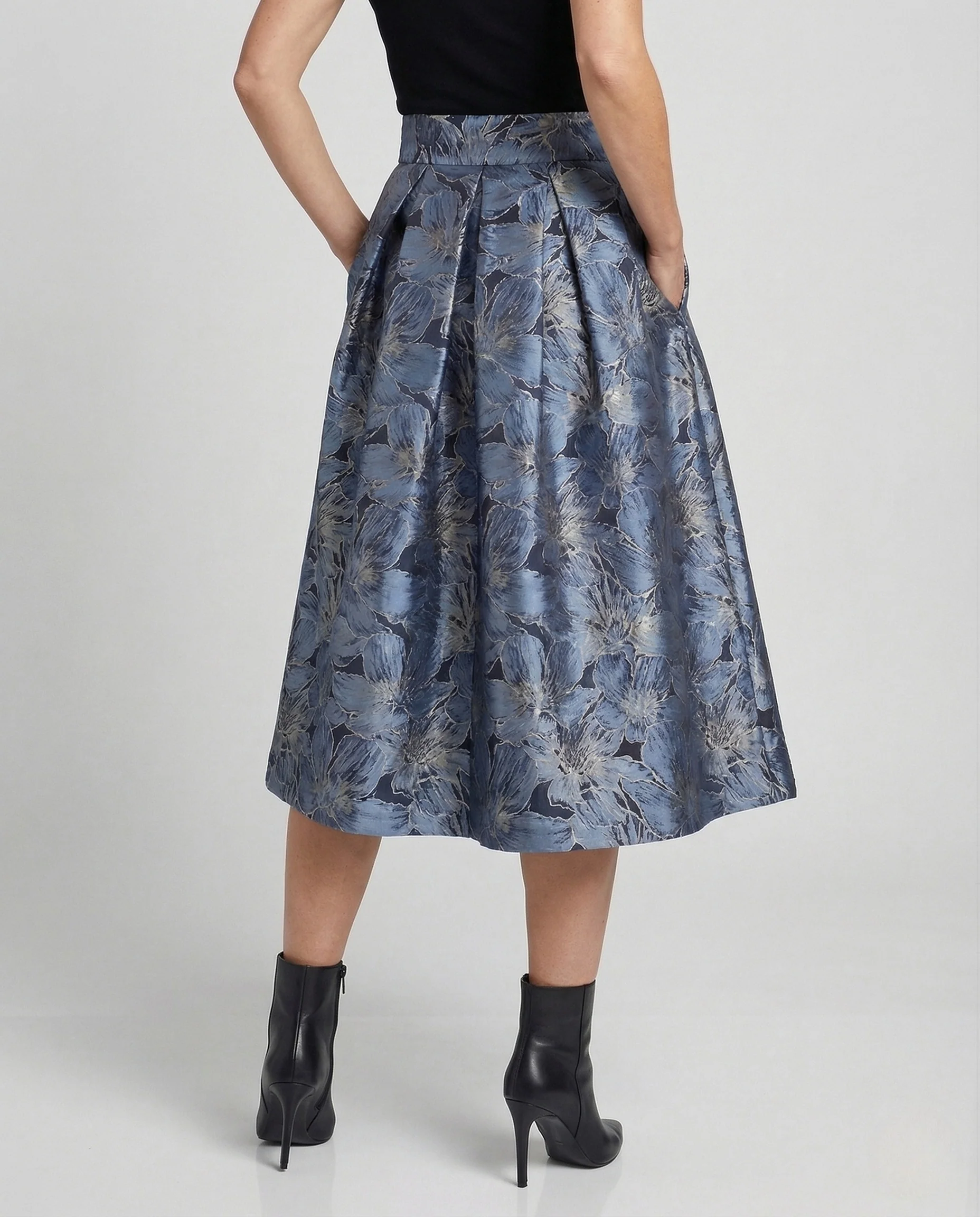 Damen Jacquard-Midirock mit Blumenmotiv - Image 3