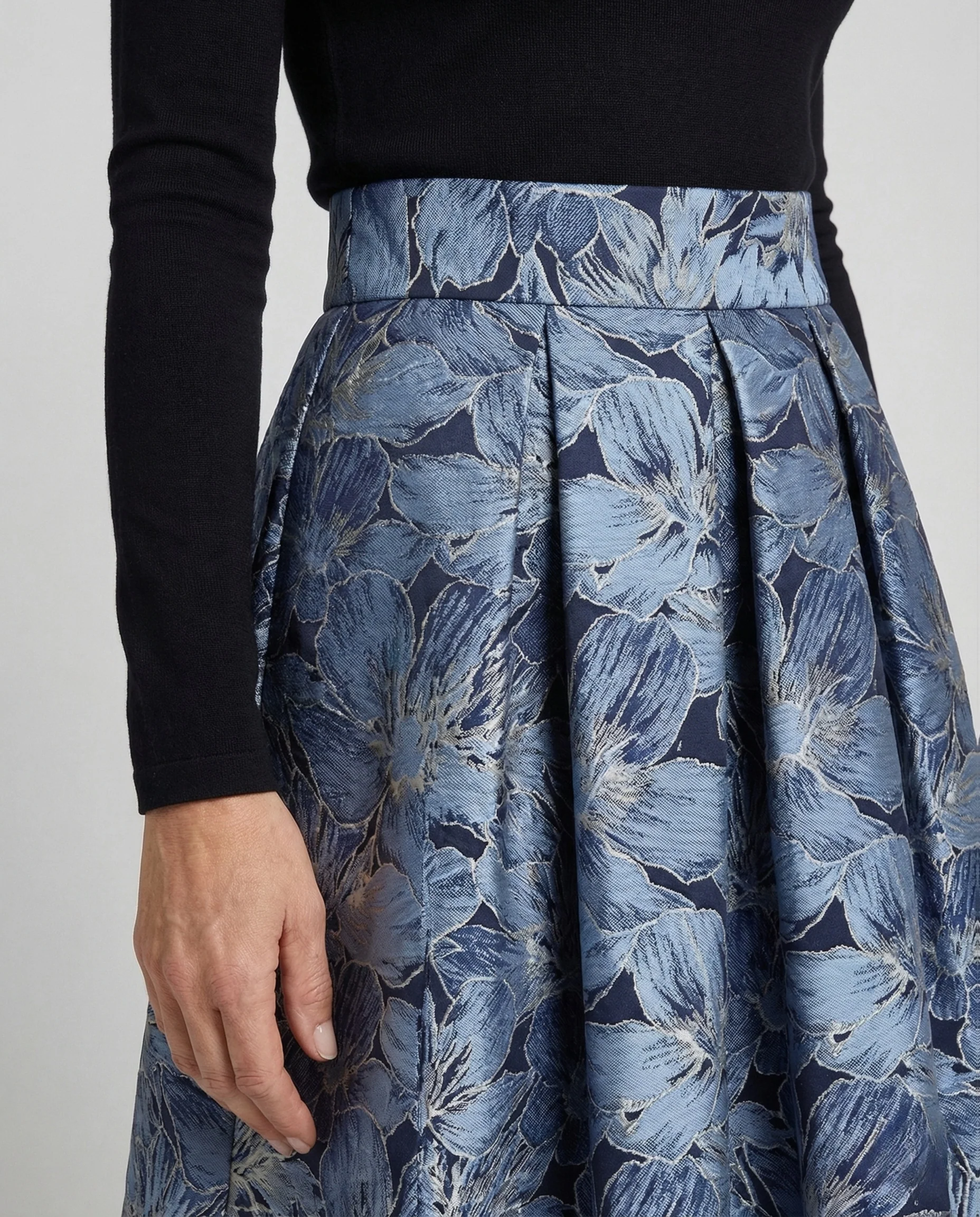 Damen Jacquard-Midirock mit Blumenmotiv - Image 4
