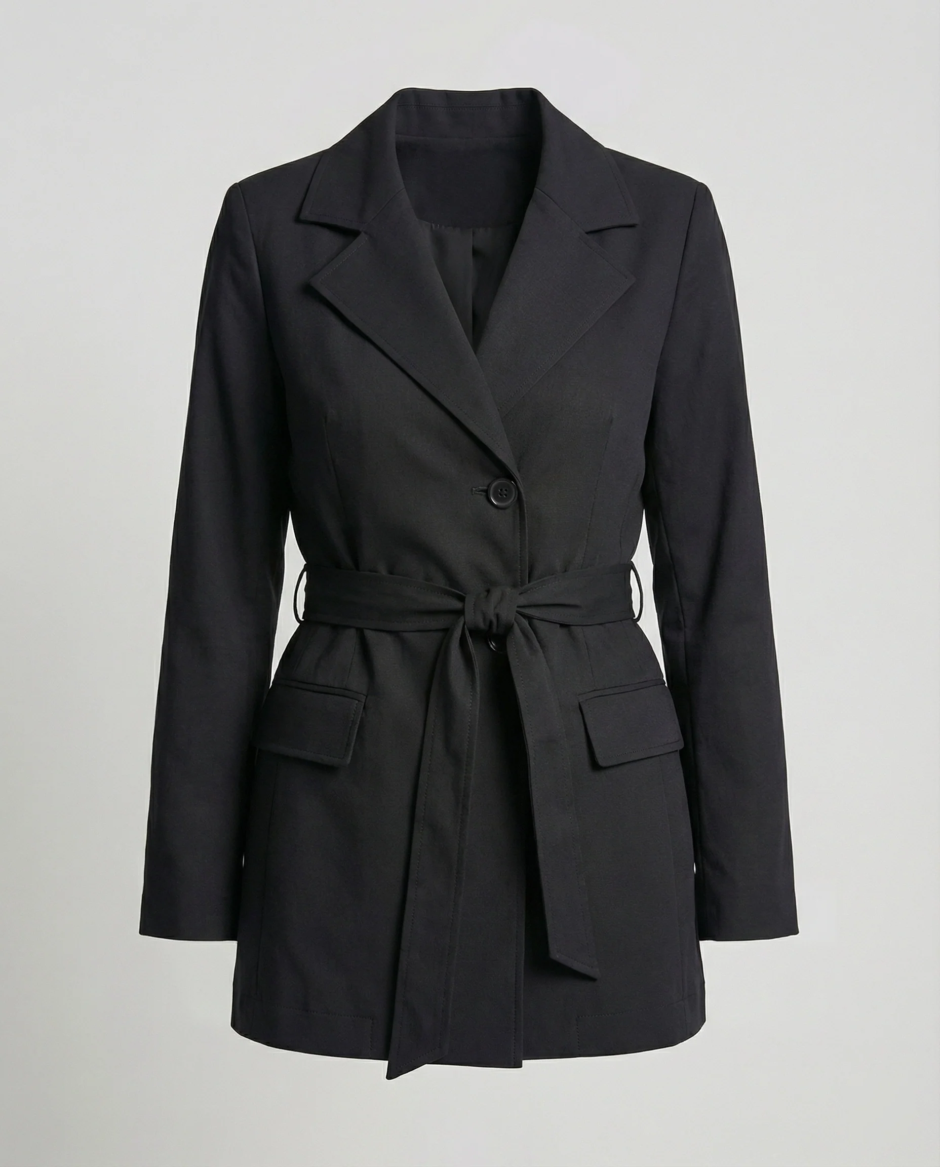 Blazer Mantel Mit Wickelgürtel Damen