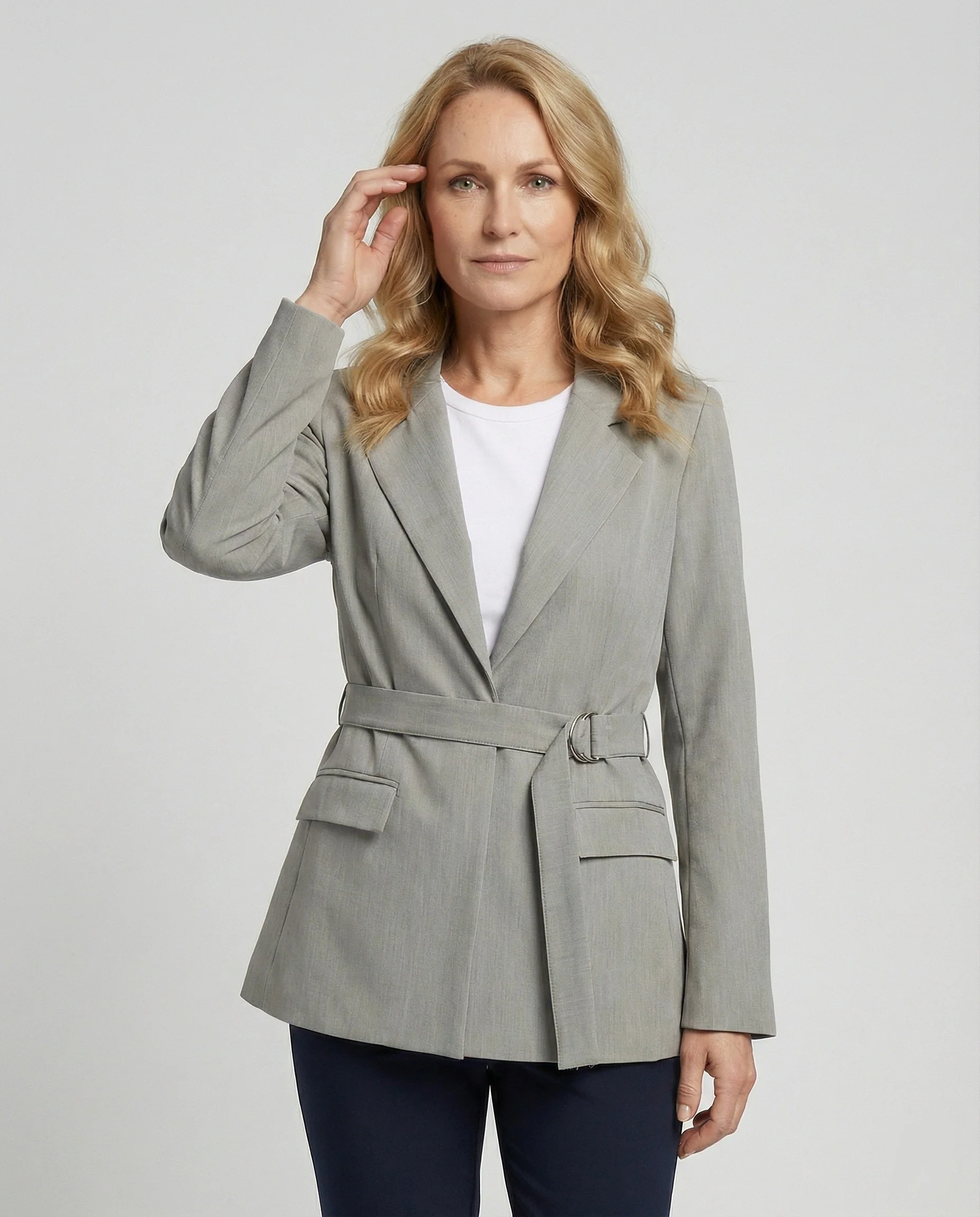 Taillierter Blazer Mit Bindegürtel Damen - Image 6