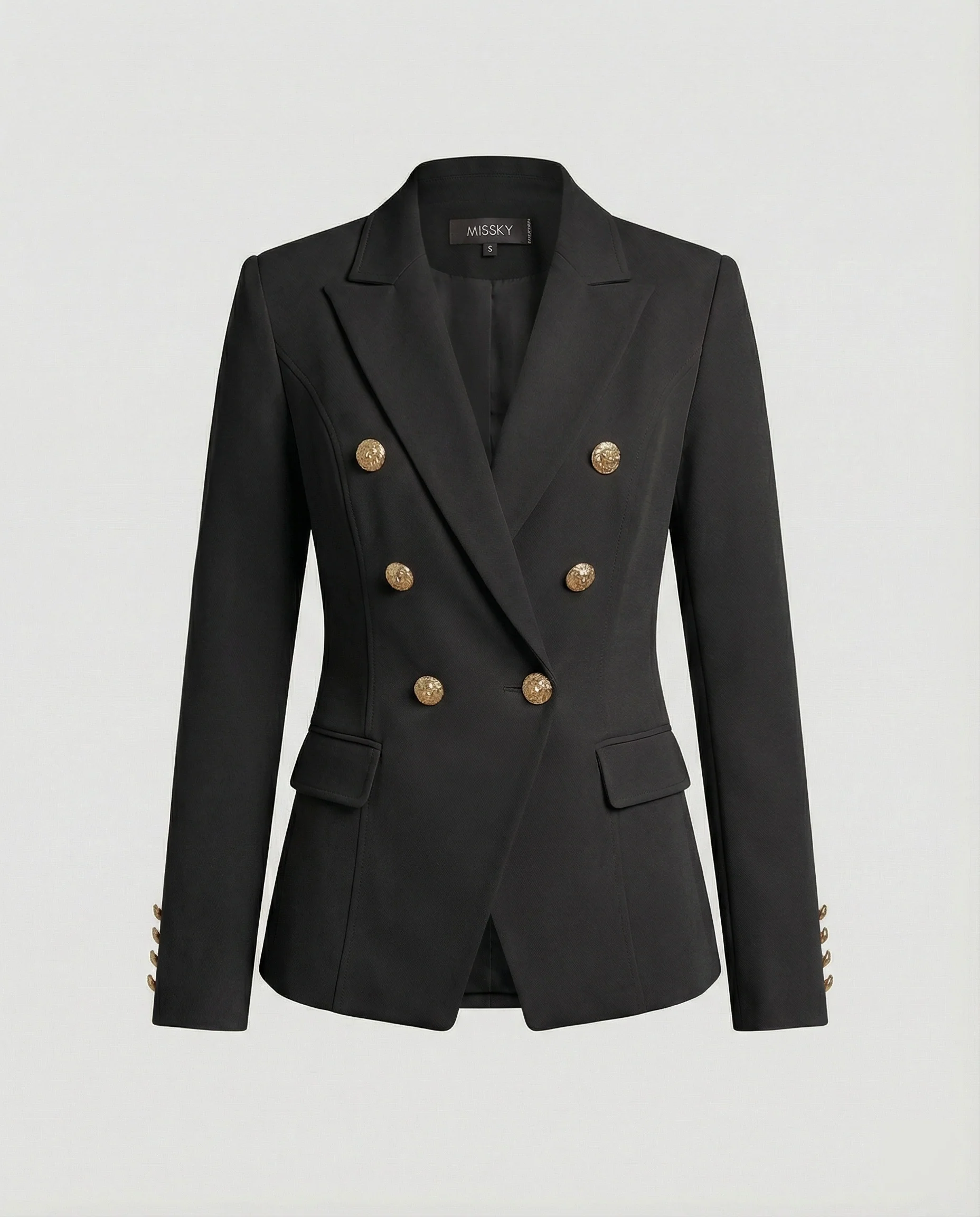Taillierter Doppelreiher Blazer mit dekorativen Schmuckknöpfen und Pattentaschen Heidi Mode - Image 7