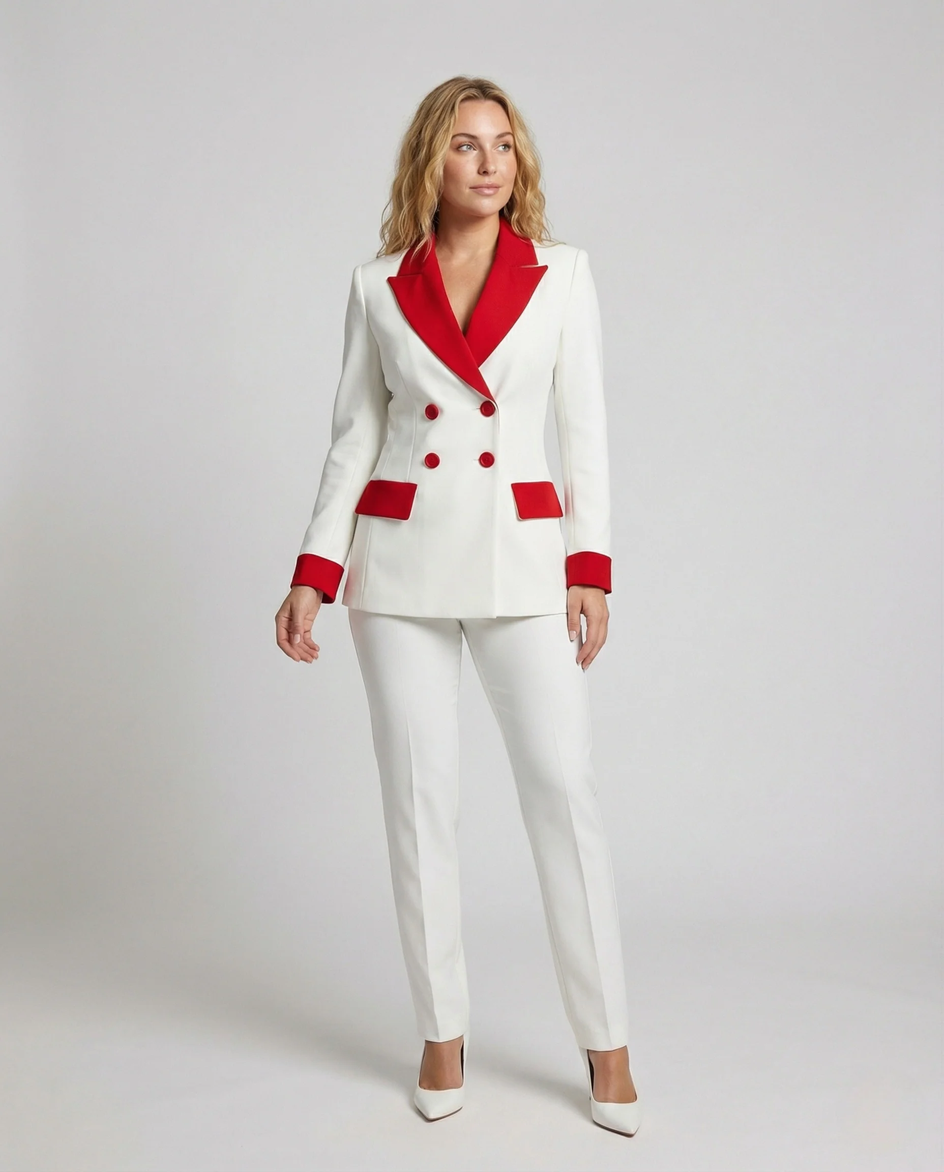 Damen Doppelreihiger Blazer mit Satinrevers - Image 2