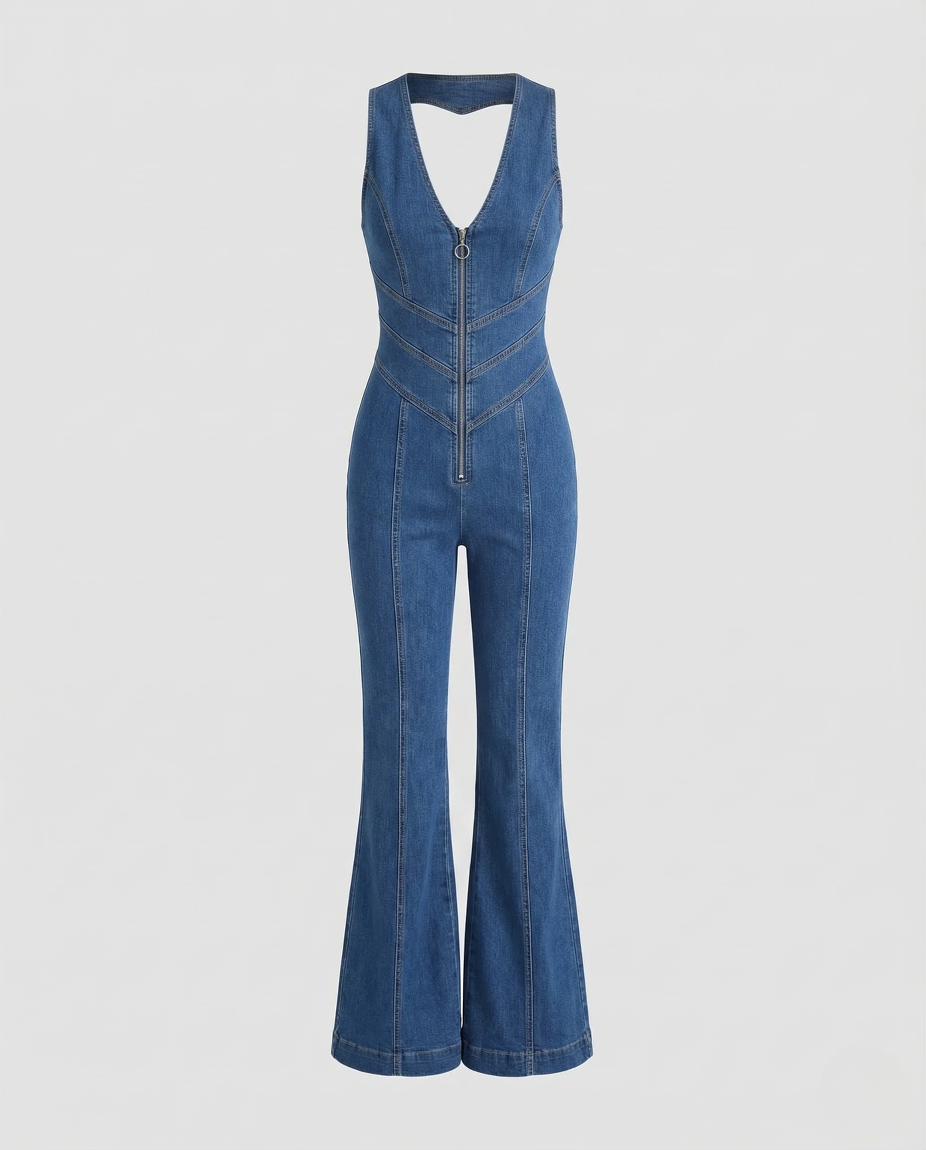 Damen Jeans Overall Tailliert Herz Rücken mit Schlag - Image 4