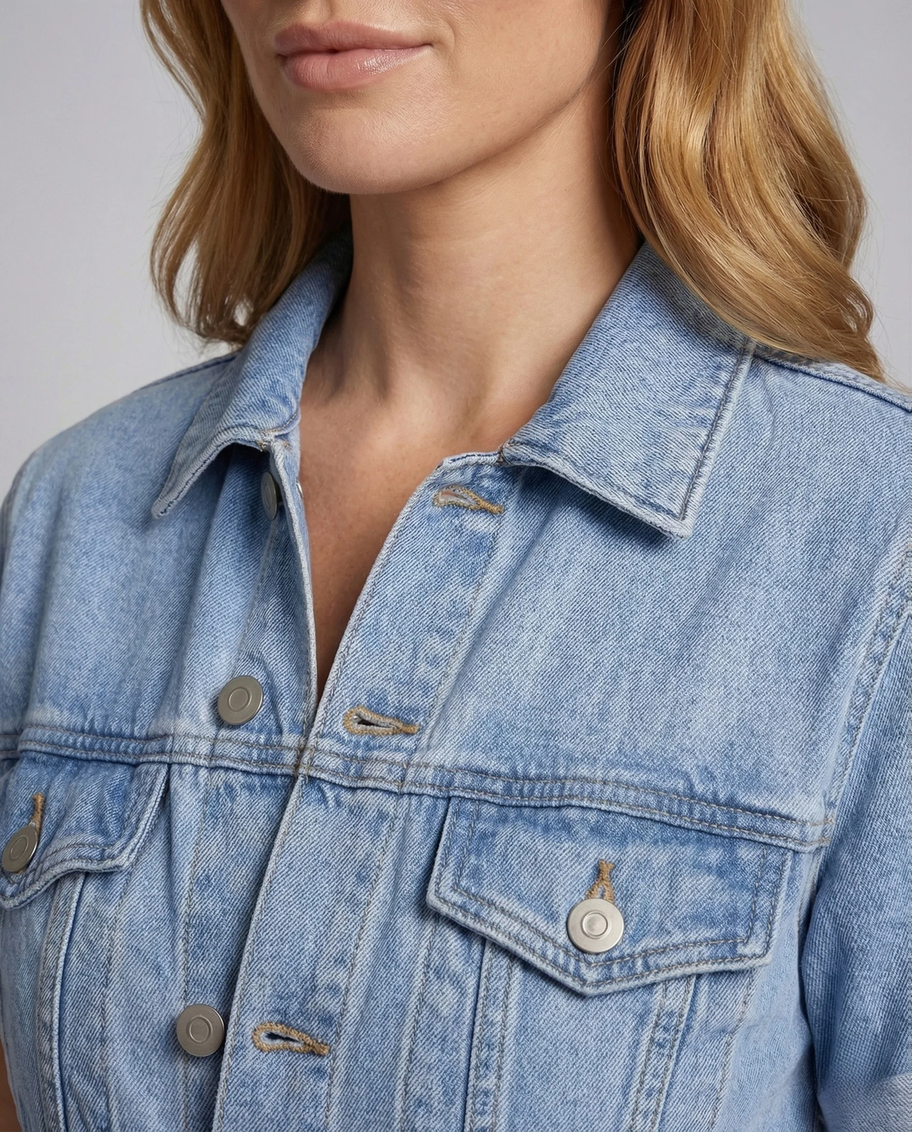 Damen Taillierter Jeans Overall mit Reverskragen und Knopfleiste - Image 3