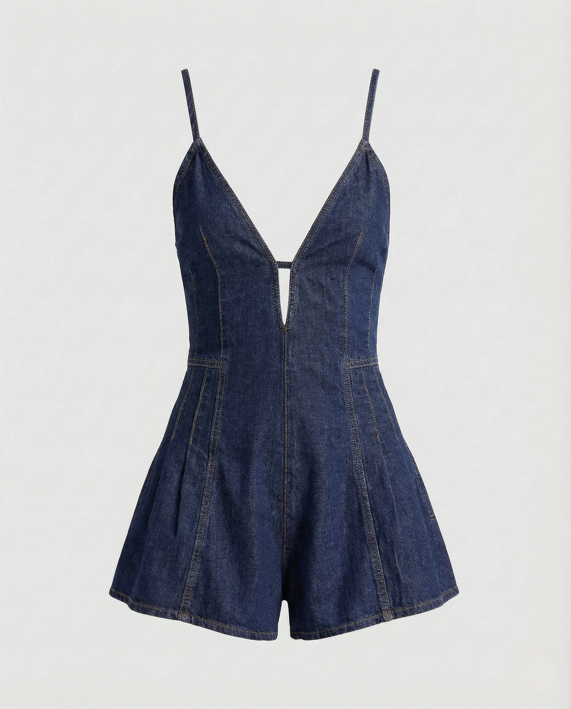 Damen Jeans Overall Tailliert Spaghettiträger V Ausschnitt - Image 7