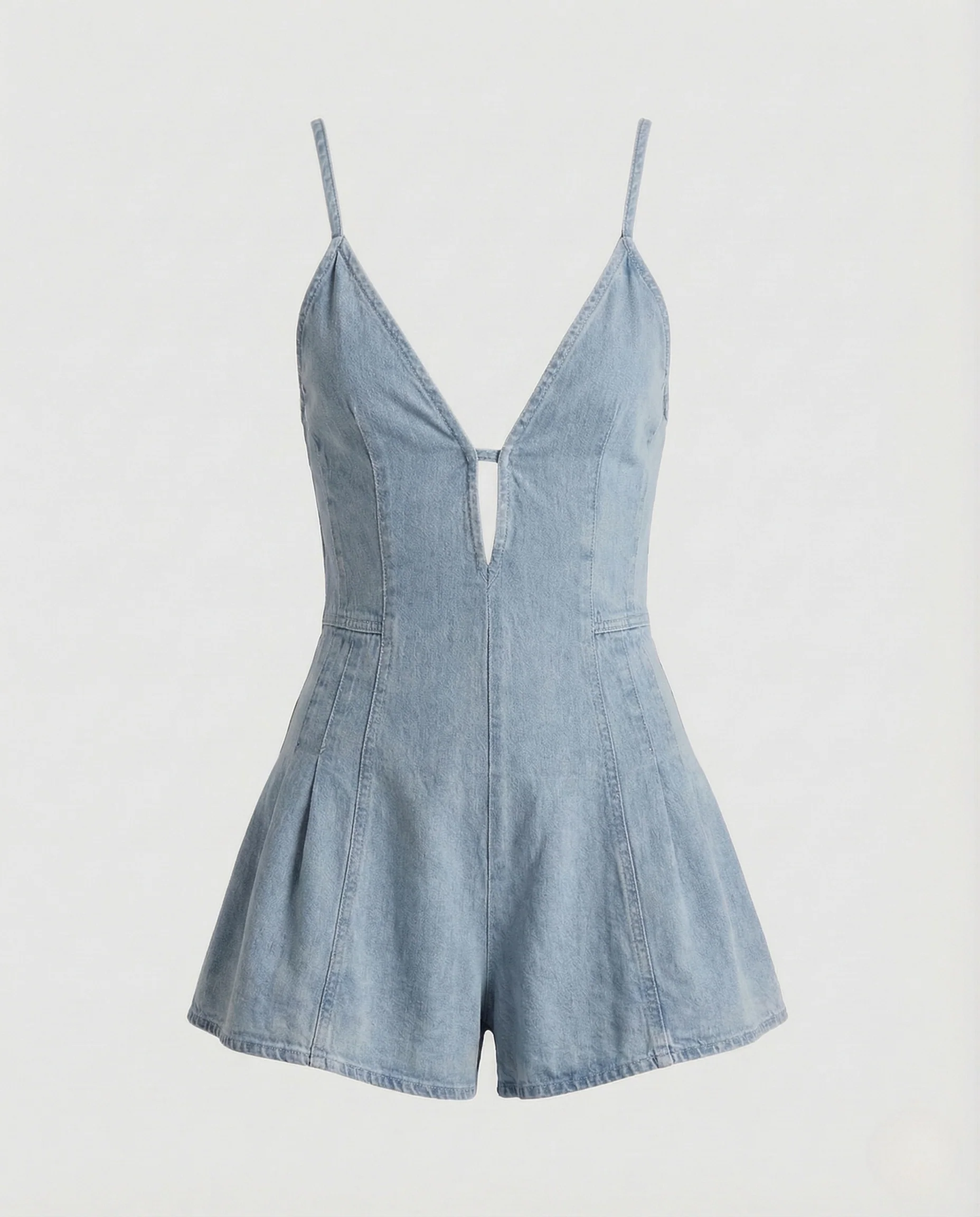 Damen Jeans Overall Tailliert Spaghettiträger V Ausschnitt - Image 8