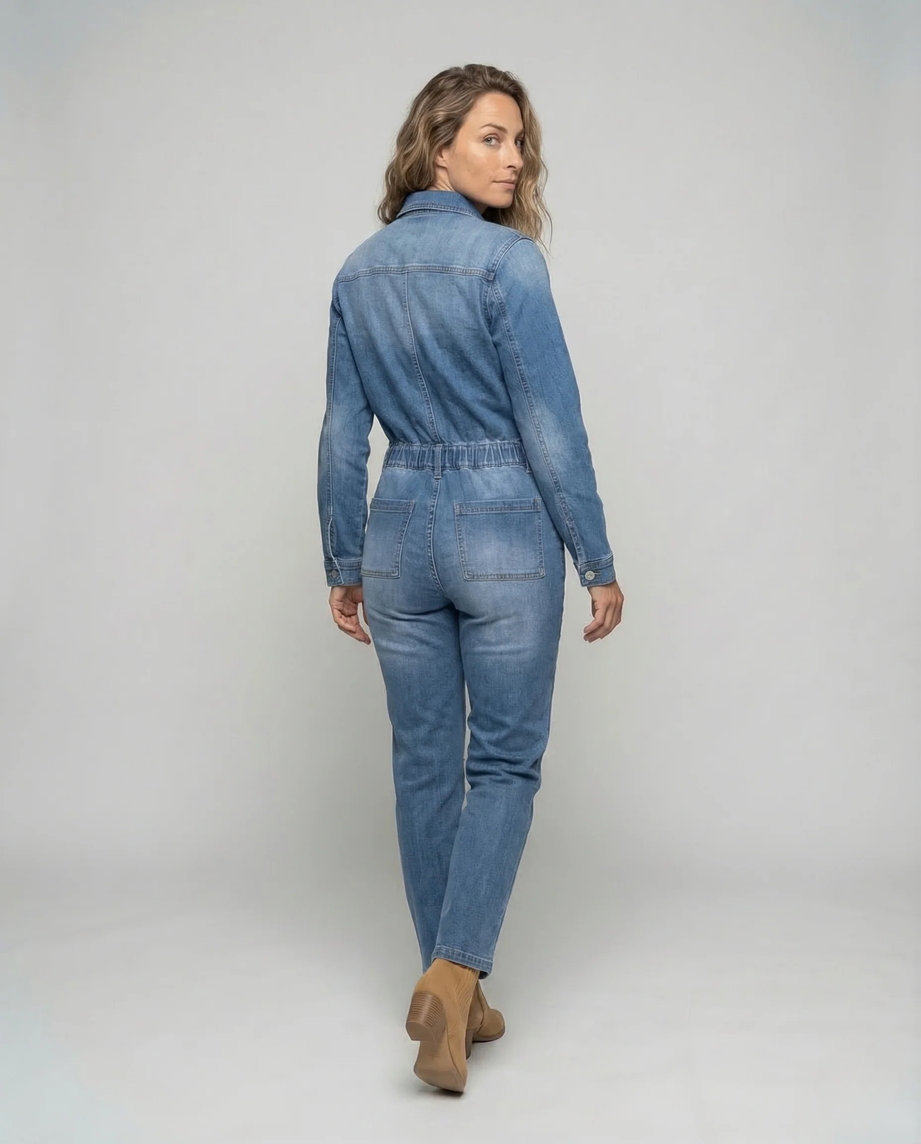 Damen Jeans Overall Tailliert Elastikbund - Image 3