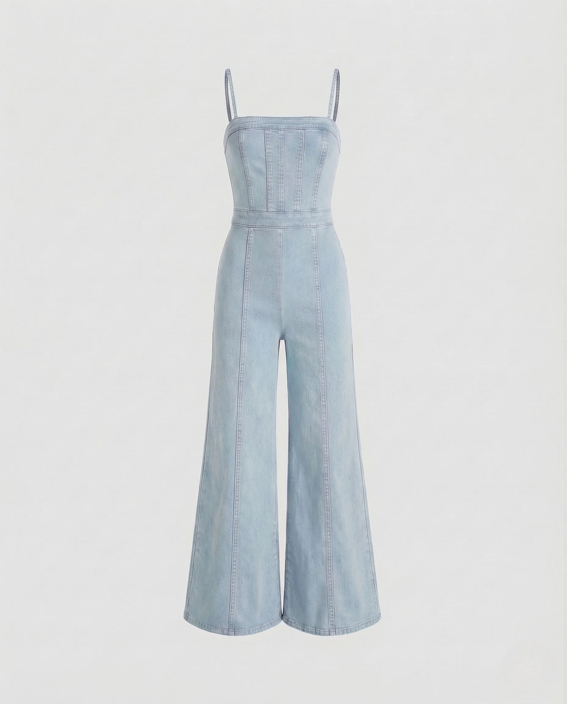 Damen Korsagen Denim Overall mit Schlagbein - Image 5