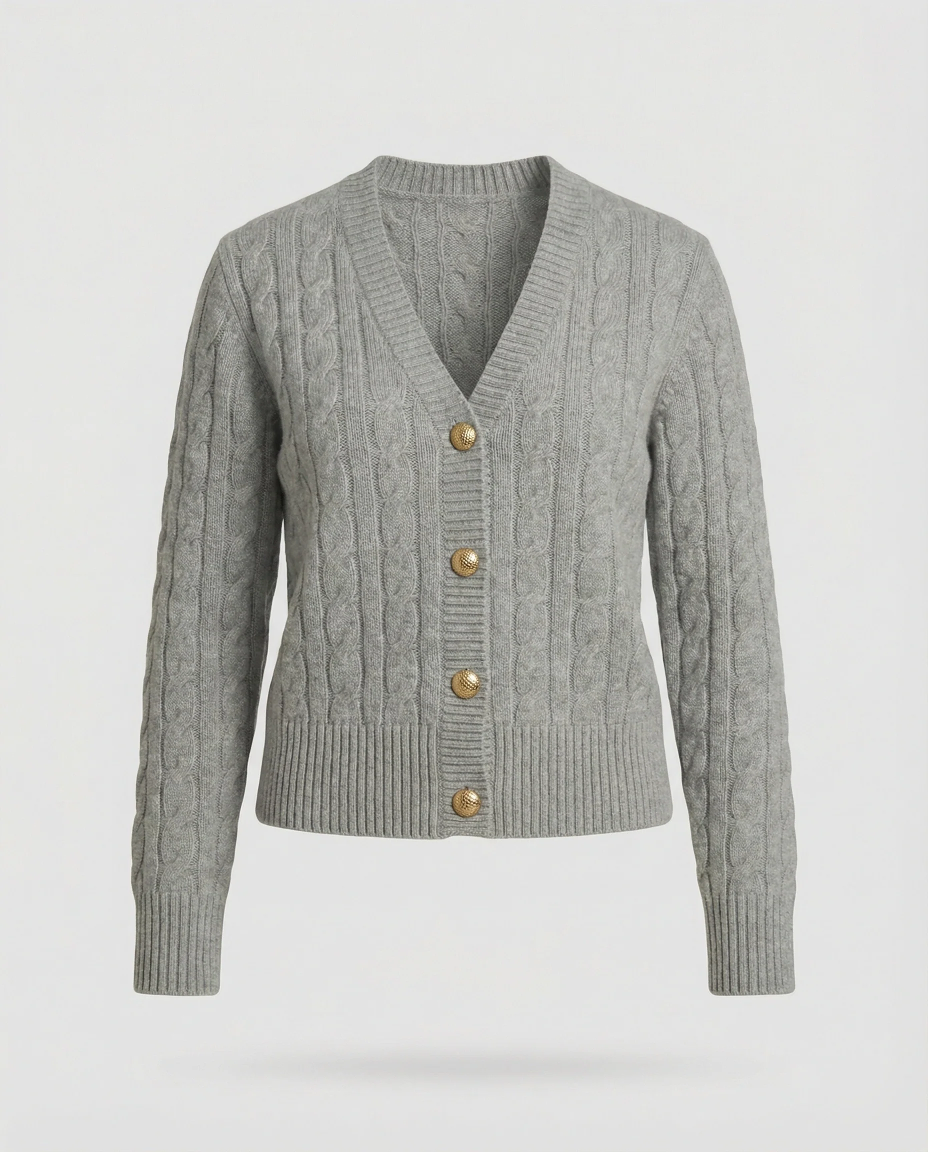 Taillierter Kurzcardigan mit geflochtener Strickstruktur und dekorativen Metallknöpfen Heidi-Mode - Image 3