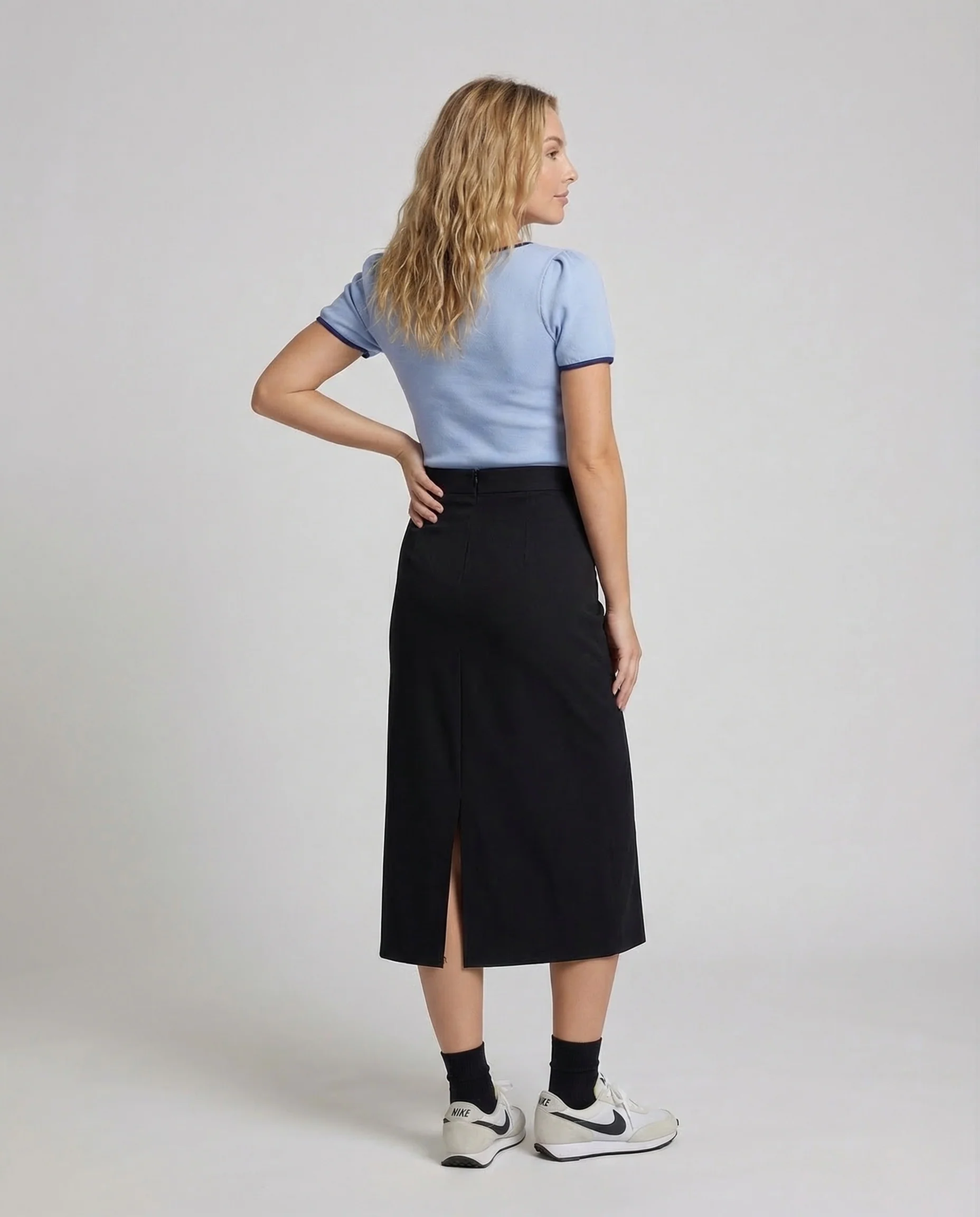 Damen Midirock Tailliert Seitenschlitz - Image 4