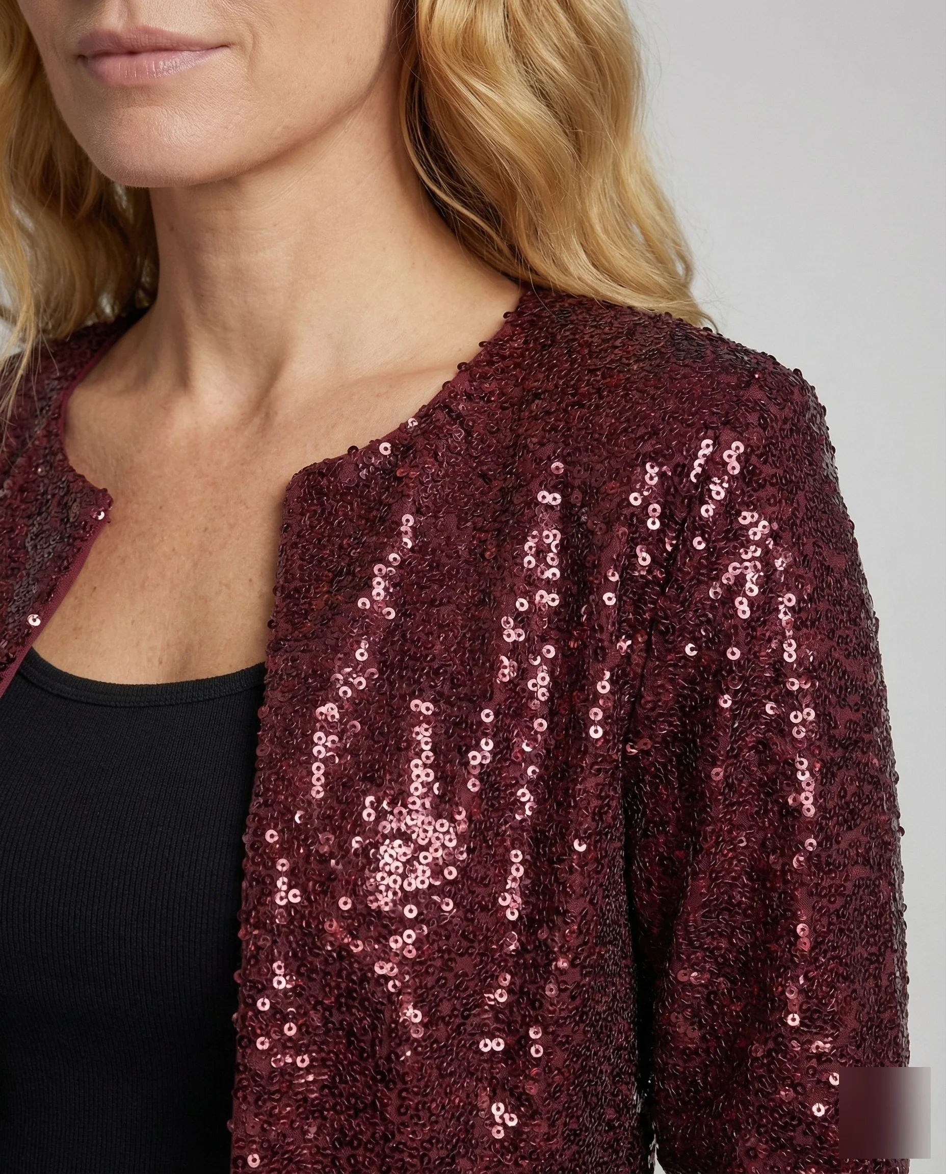 Damen Pailletten Blazer Kurz - Image 3
