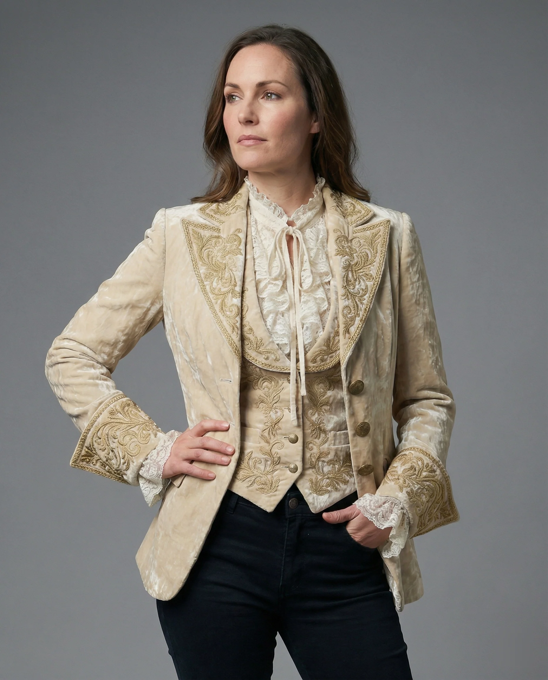 Damen Blazer Samt Stickerei - Image 5