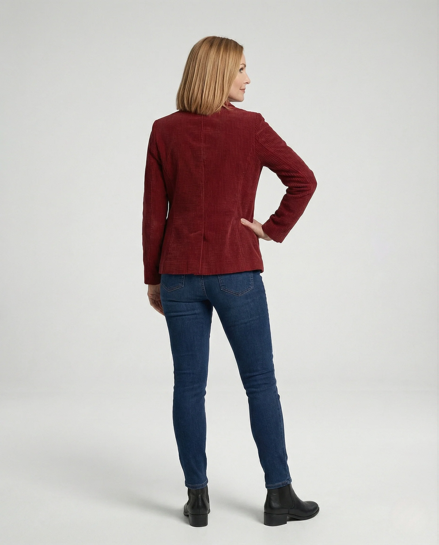 Taillierter Strukturstrick-Blazer mit Reverskragen Ein-Knopf-Verschluss und aufgesetzten Taschen Heidi Mode - Image 4