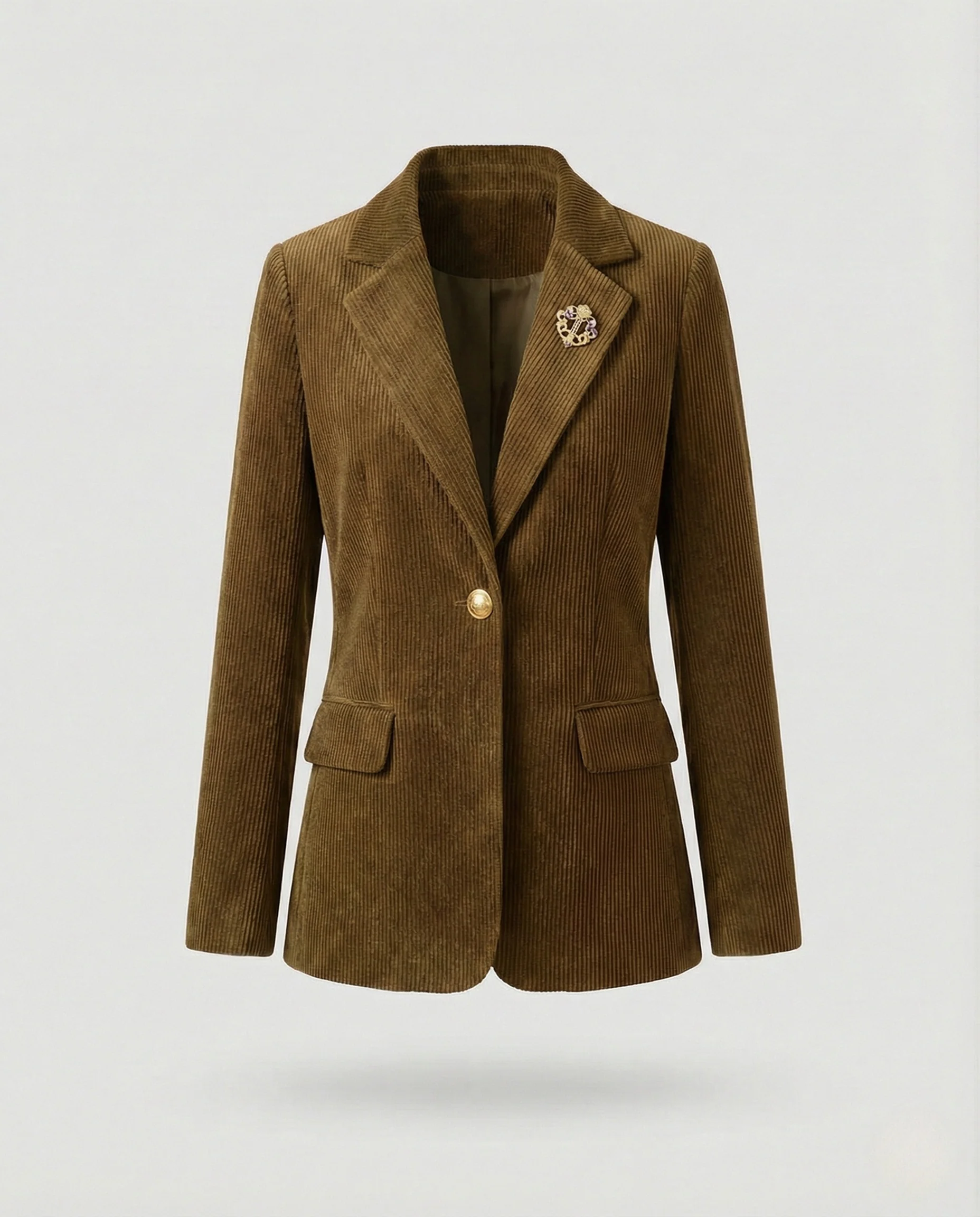 Taillierter Strukturstrick-Blazer mit Reverskragen Ein-Knopf-Verschluss und aufgesetzten Taschen Heidi Mode - Image 7