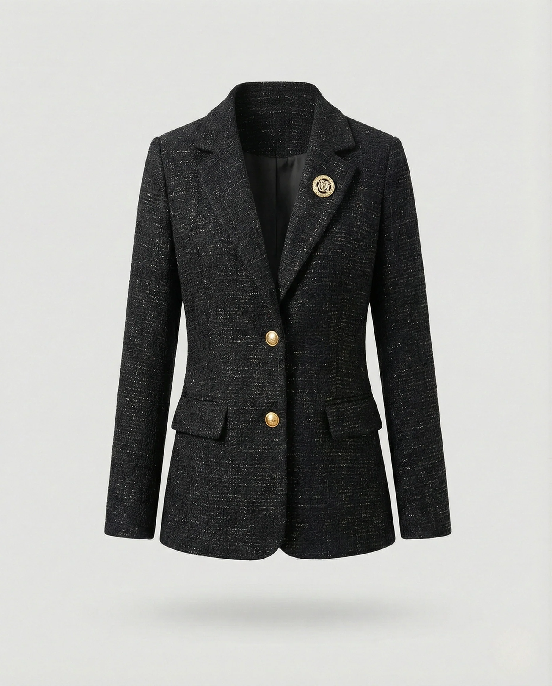 Taillierter Strukturstrick-Blazer mit Reverskragen Ein-Knopf-Verschluss und aufgesetzten Taschen Heidi Mode - Image 8