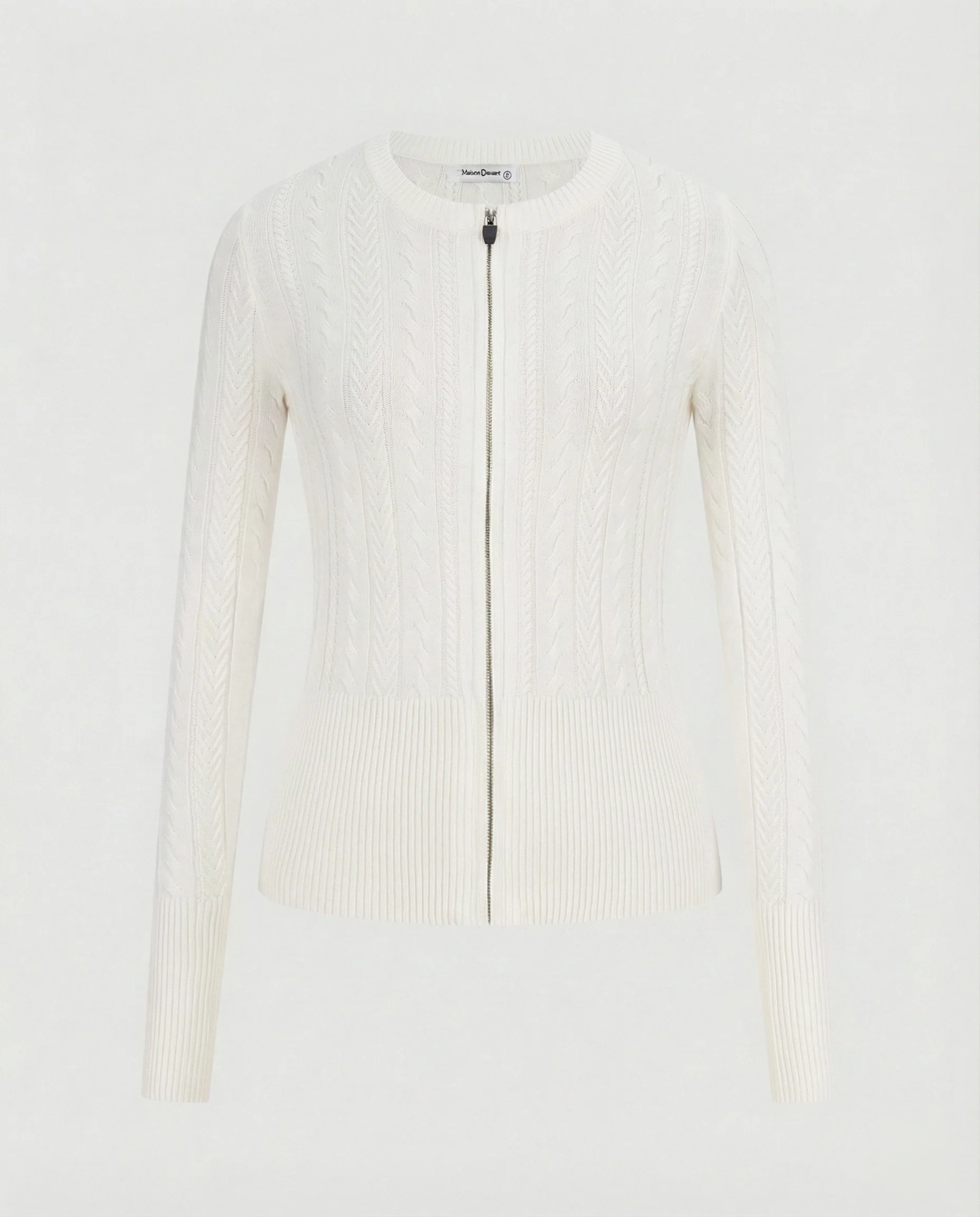 Taillierter Zopfmuster-Cardigan mit durchgehendem Metallreißverschluss und verlängertem Rippsaum Heidi-Mode - Image 5