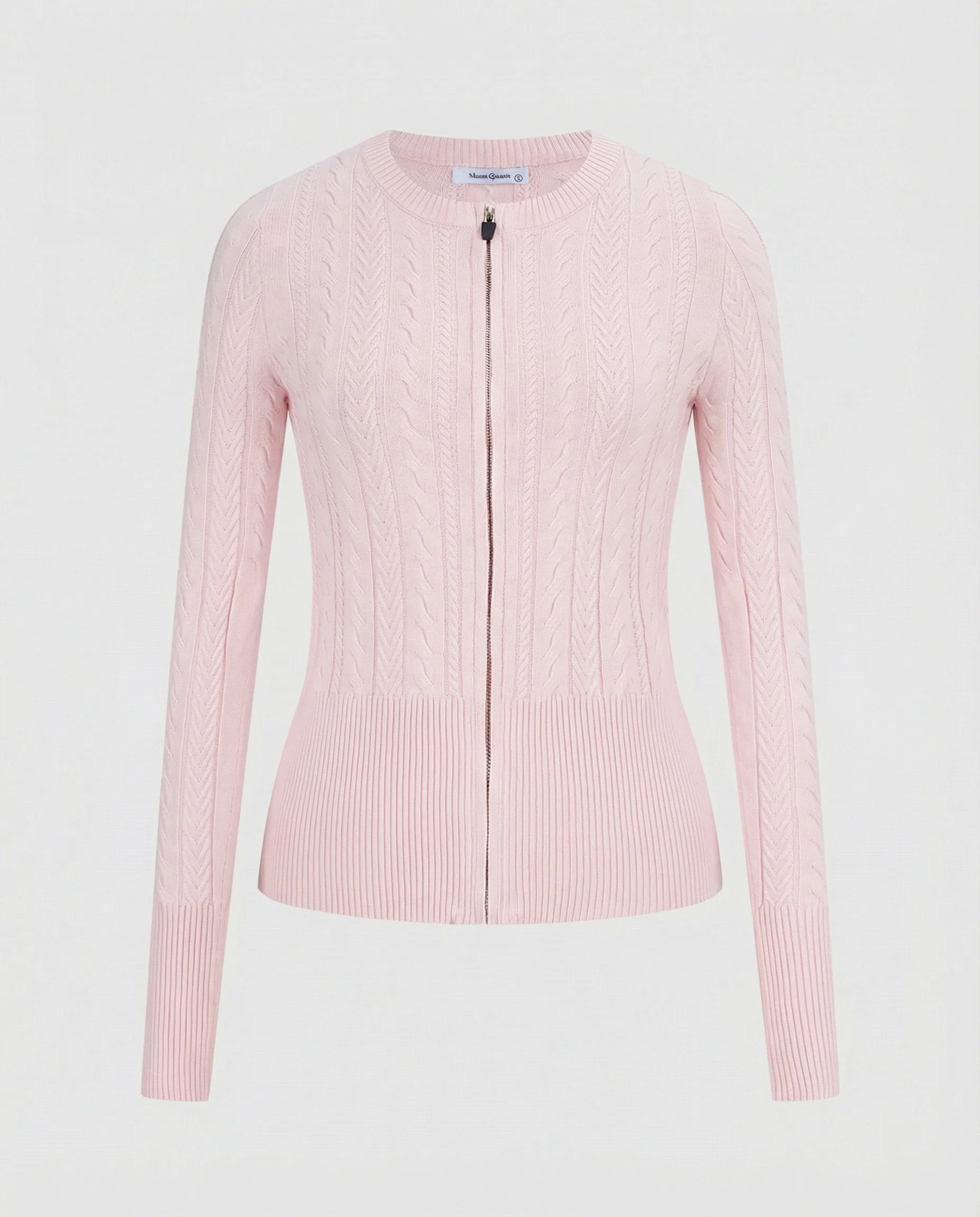 Taillierter Zopfmuster-Cardigan mit durchgehendem Metallreißverschluss und verlängertem Rippsaum Heidi-Mode - Image 6