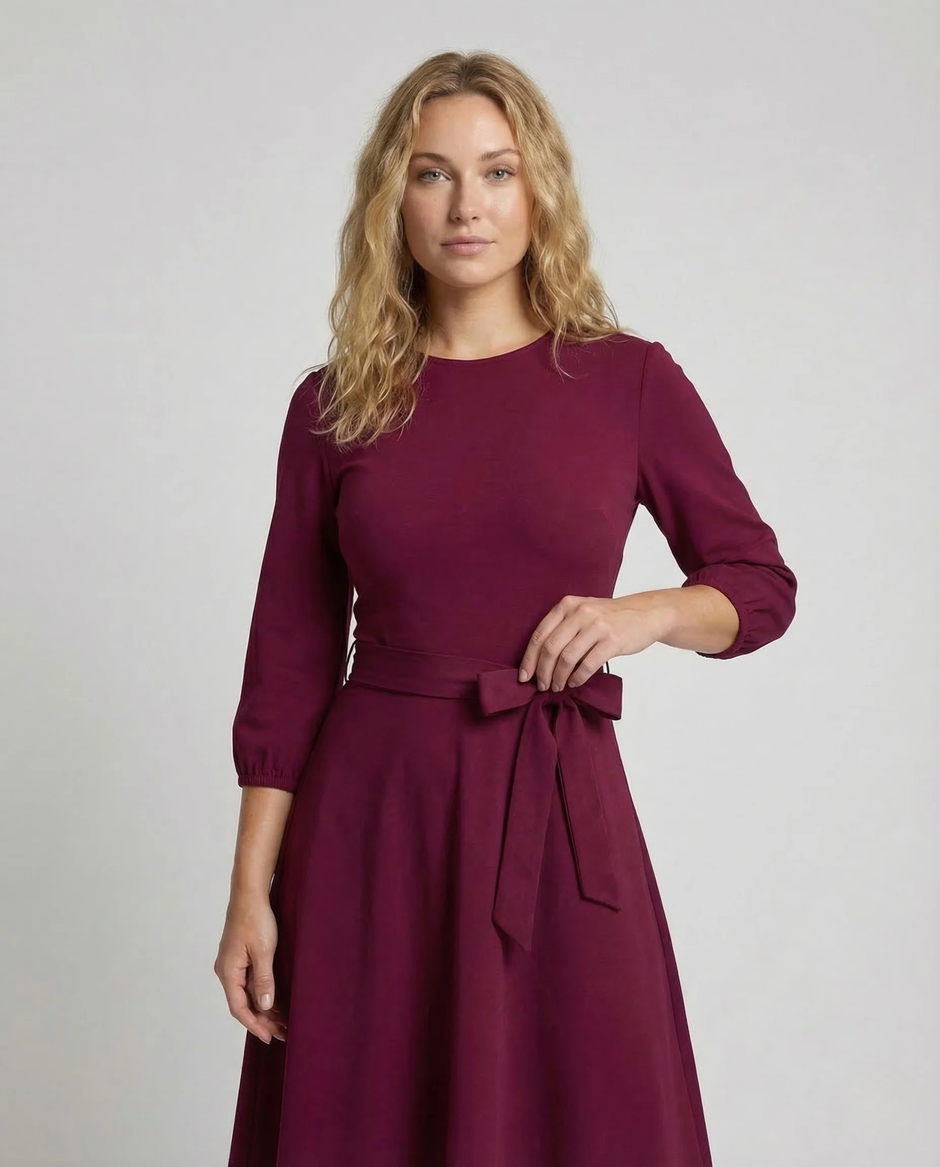 Damen A Linie Kleid Gürtel Bündchen - Image 2