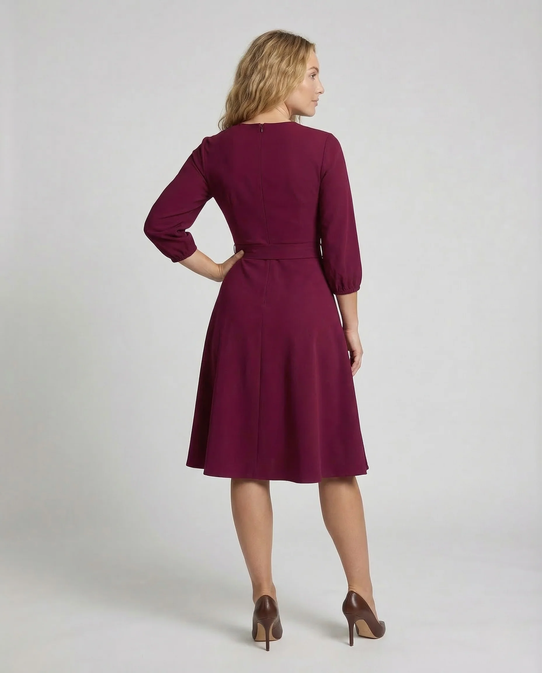 Damen A Linie Kleid Gürtel Bündchen - Image 4
