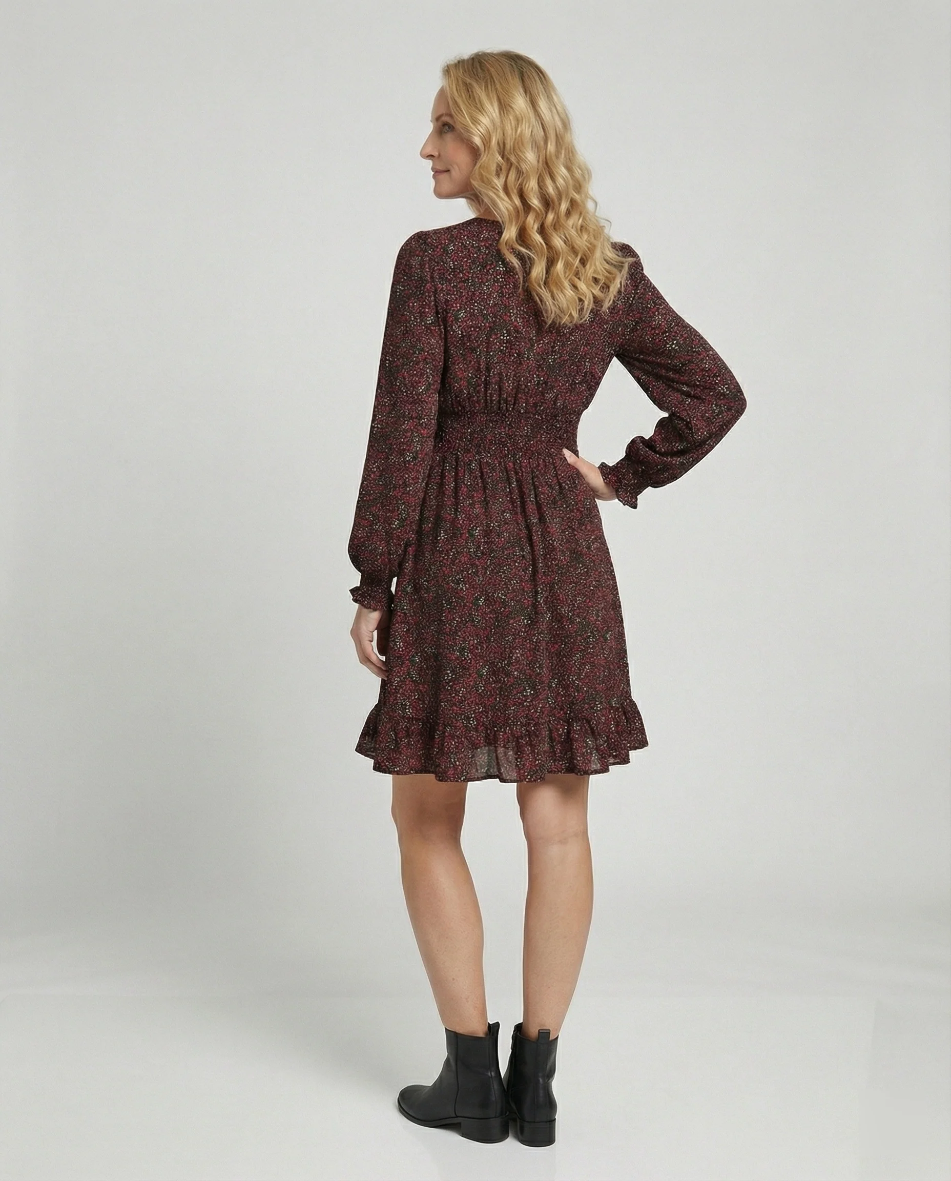 Damen A-Linie Kleid mit Smokbund - Image 2
