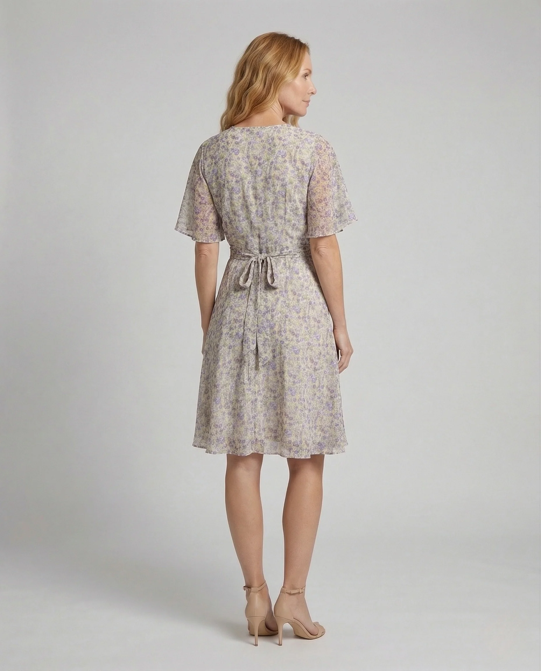 Damen A-Linien Kleid mit Flügelärmeln - Image 4