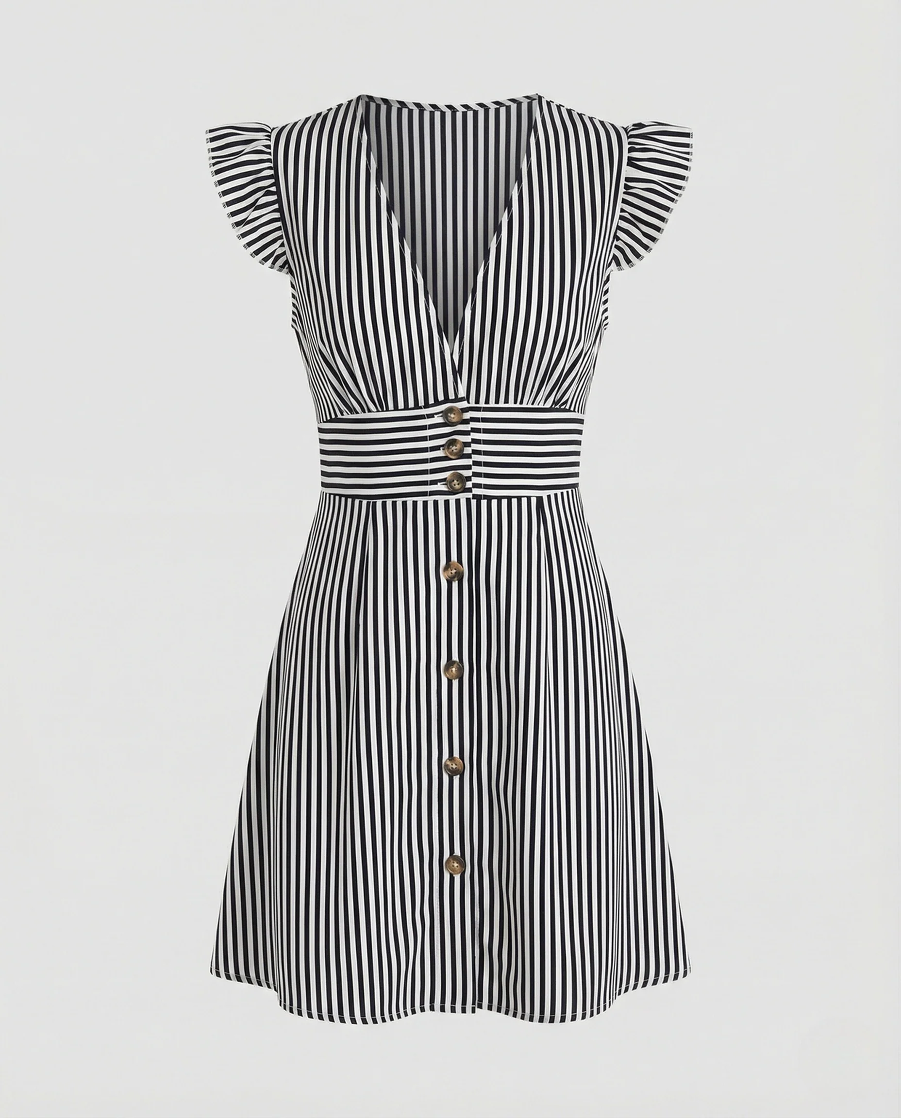 Damen Sommerkleid mit Rüschenärmeln und Knopfleiste – Heidi Mode - Image 5