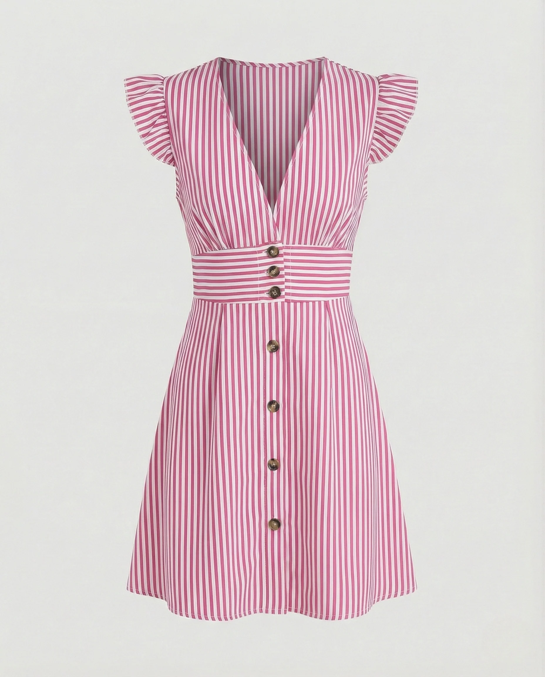 Damen Sommerkleid mit Rüschenärmeln und Knopfleiste – Heidi Mode - Image 9