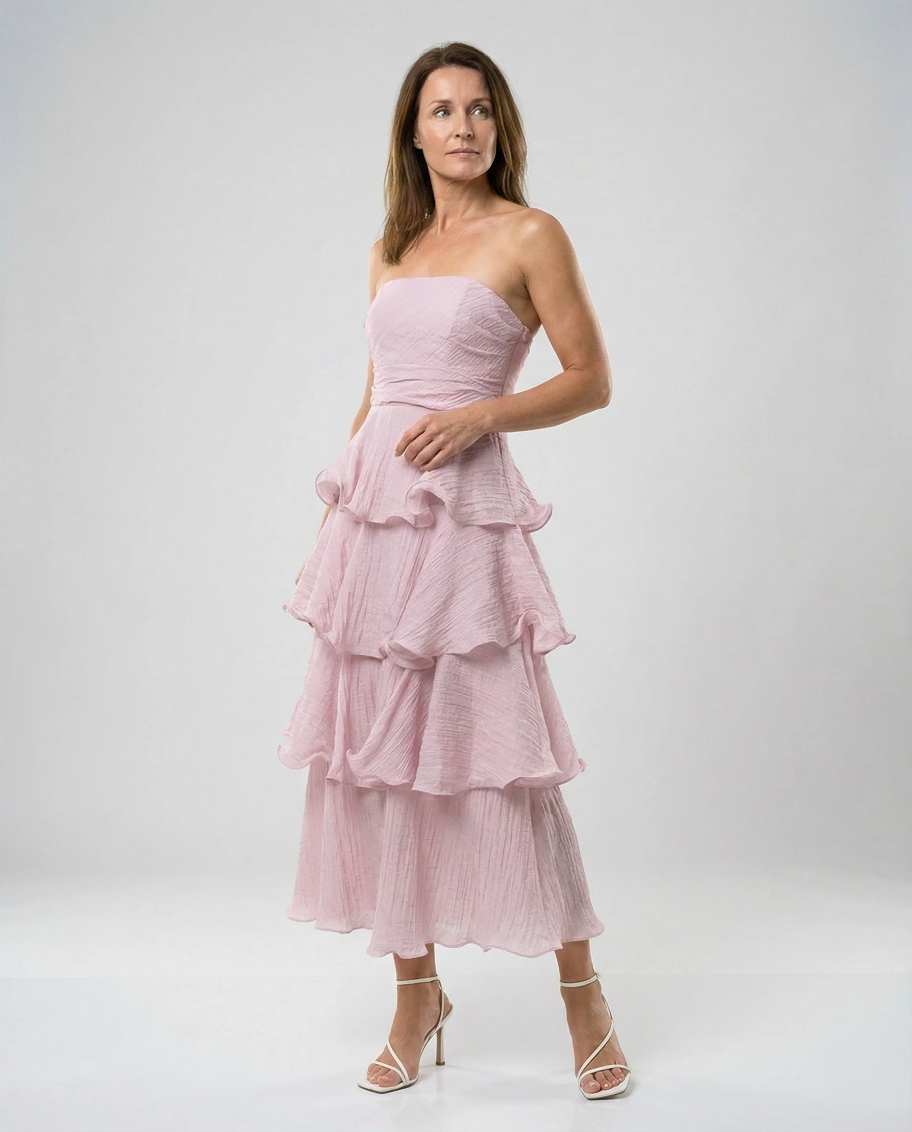 Damen Bandeau Maxikleid mit Volants - Image 2