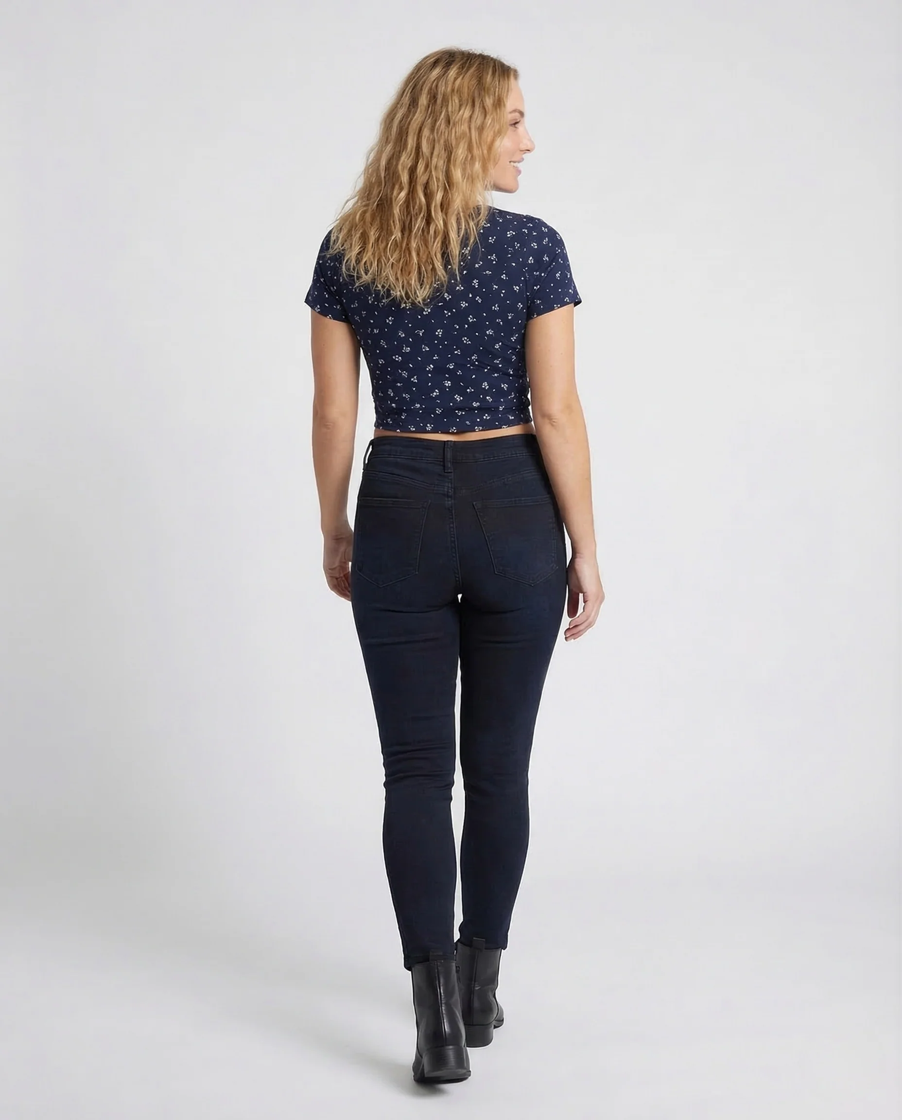 Damen Crop Top V Ausschnitt Blumenprint - Image 4