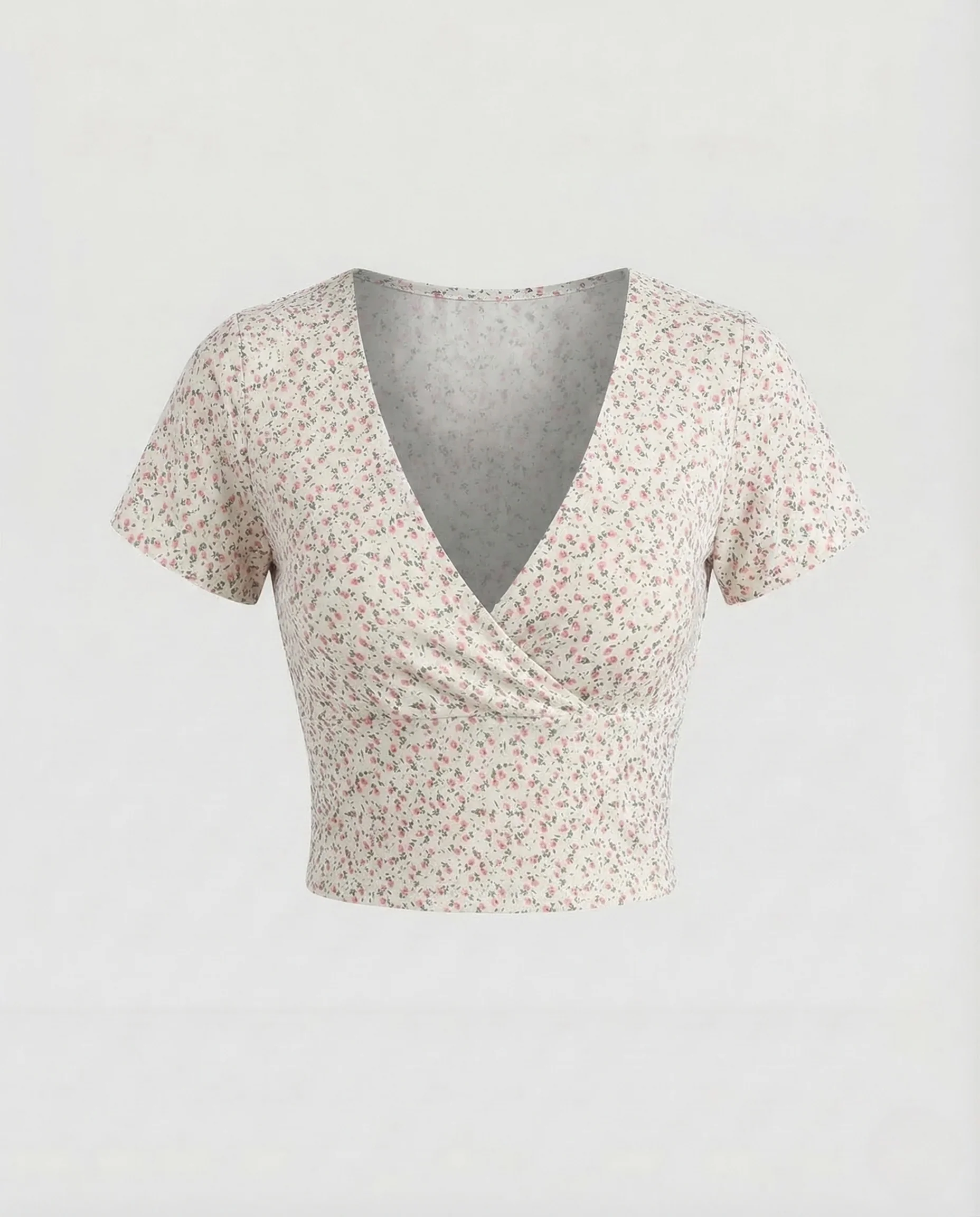 Damen Crop Top V Ausschnitt Blumenprint - Image 7