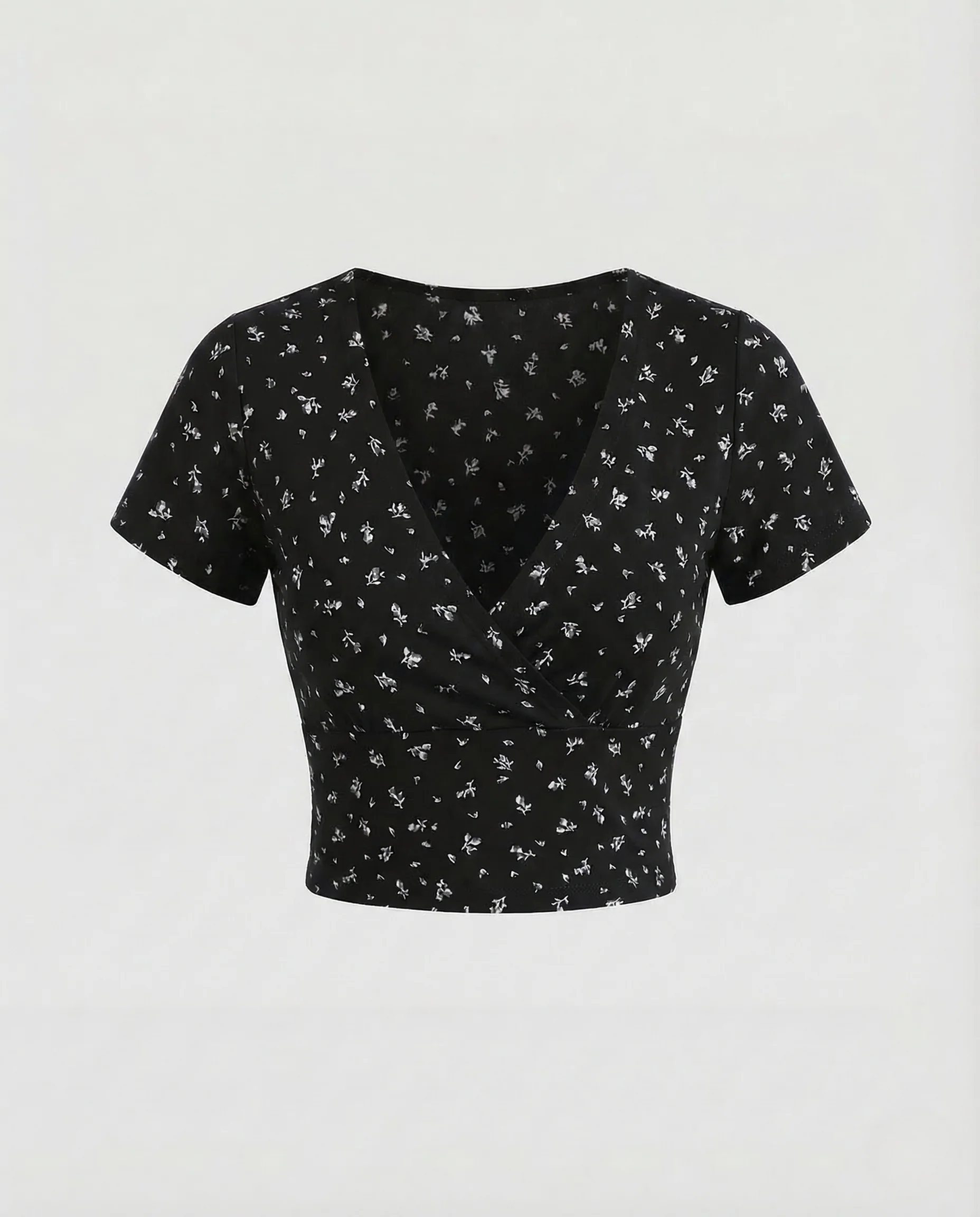 Damen Crop Top V Ausschnitt Blumenprint - Image 9