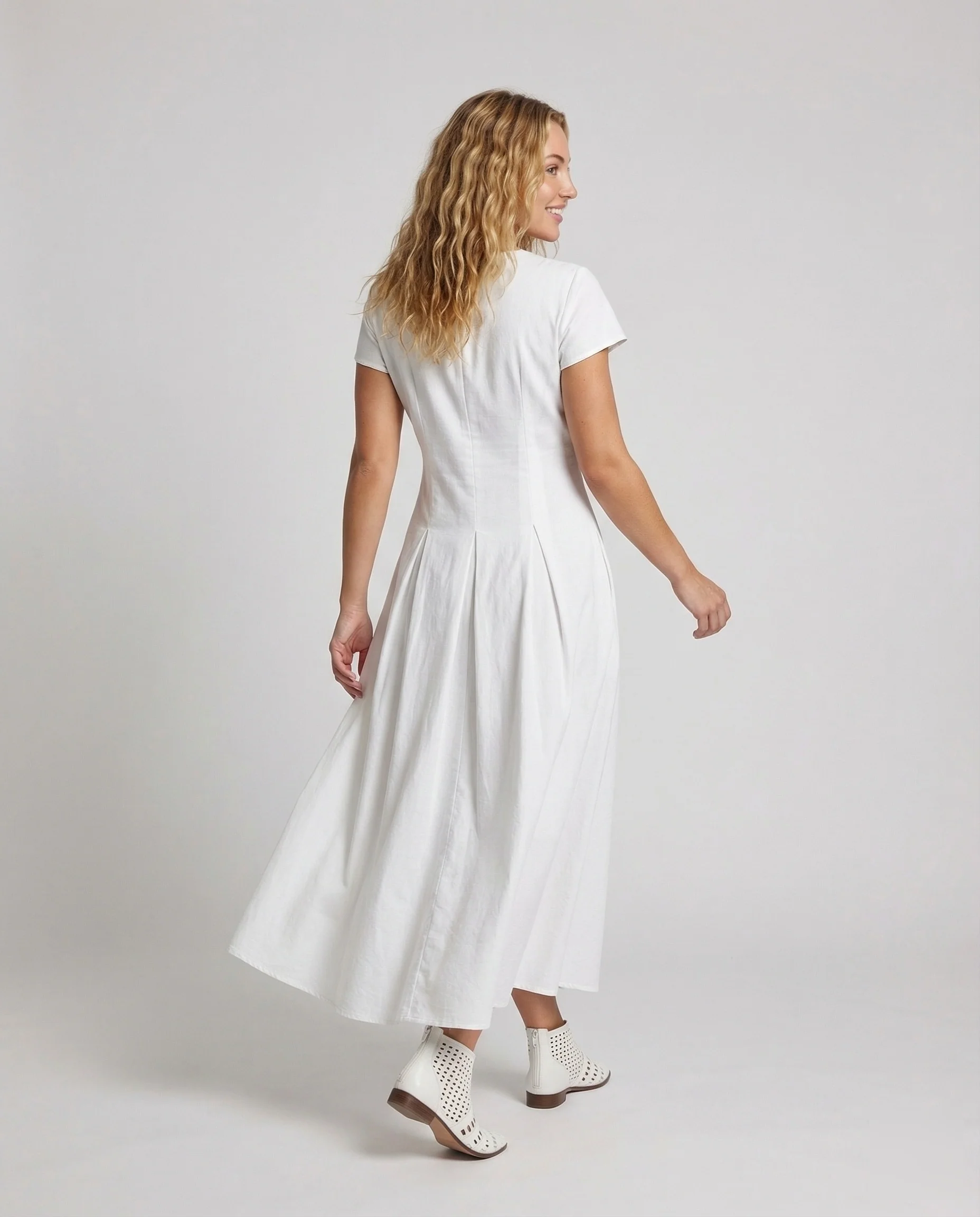 Damen Baumwollmix Midikleid in A-Linie - Image 4