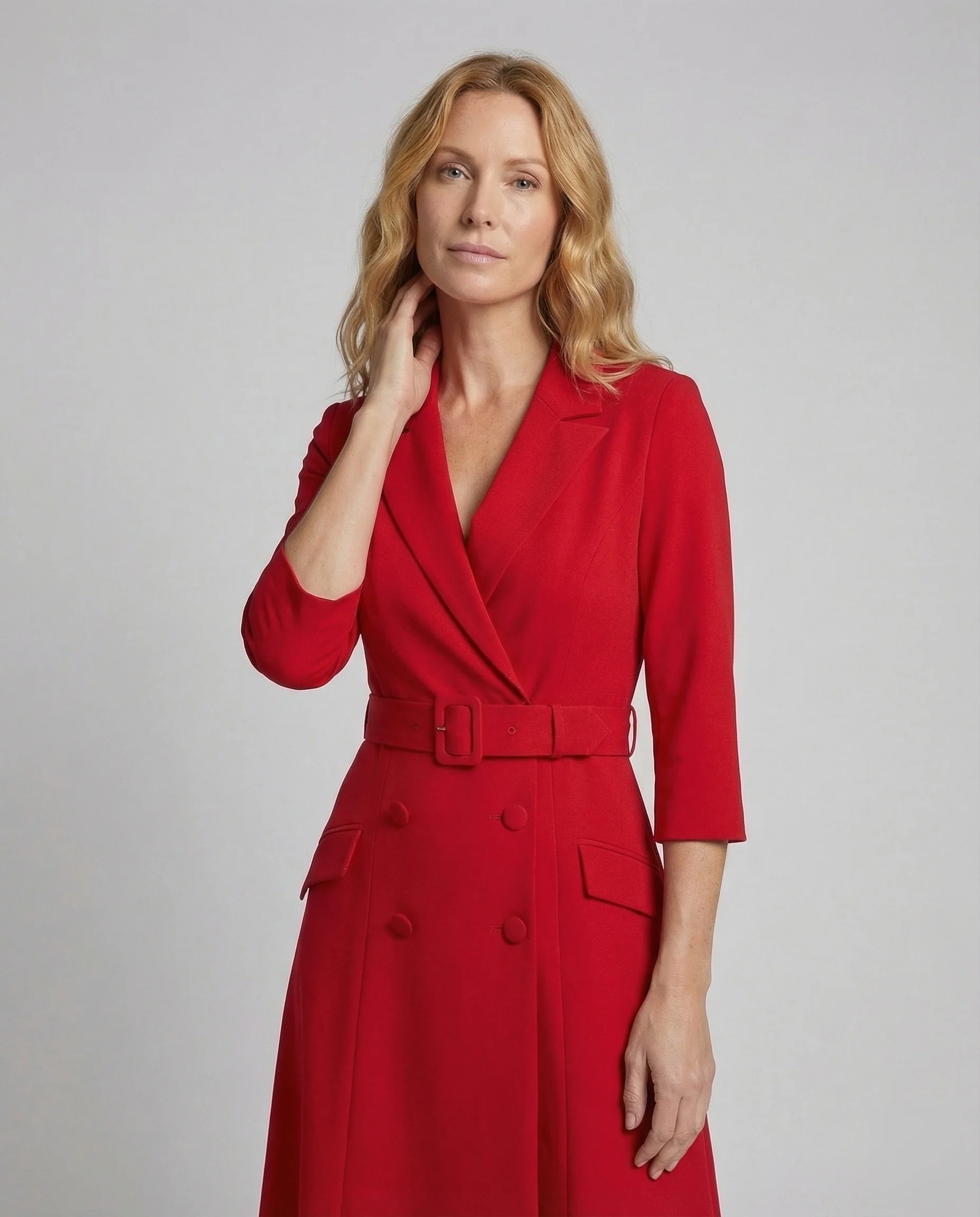 Damen Blazerkleid Midi Gürtel - Image 2