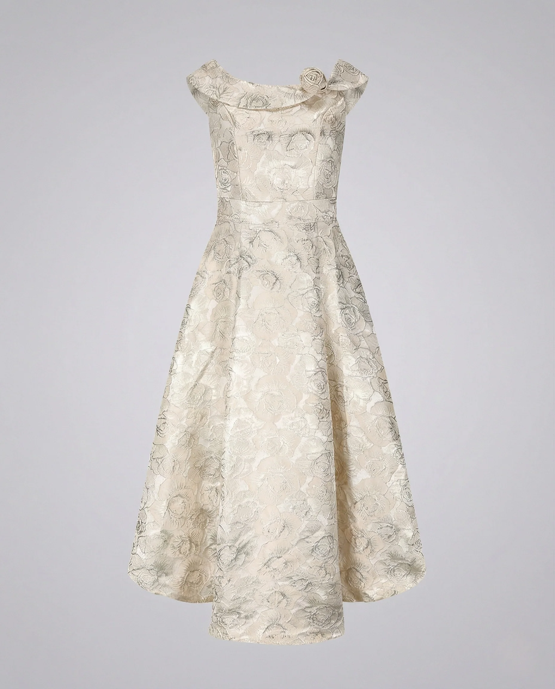 Damen Brokat-Cocktailkleid mit Carmenausschnitt - Image 5