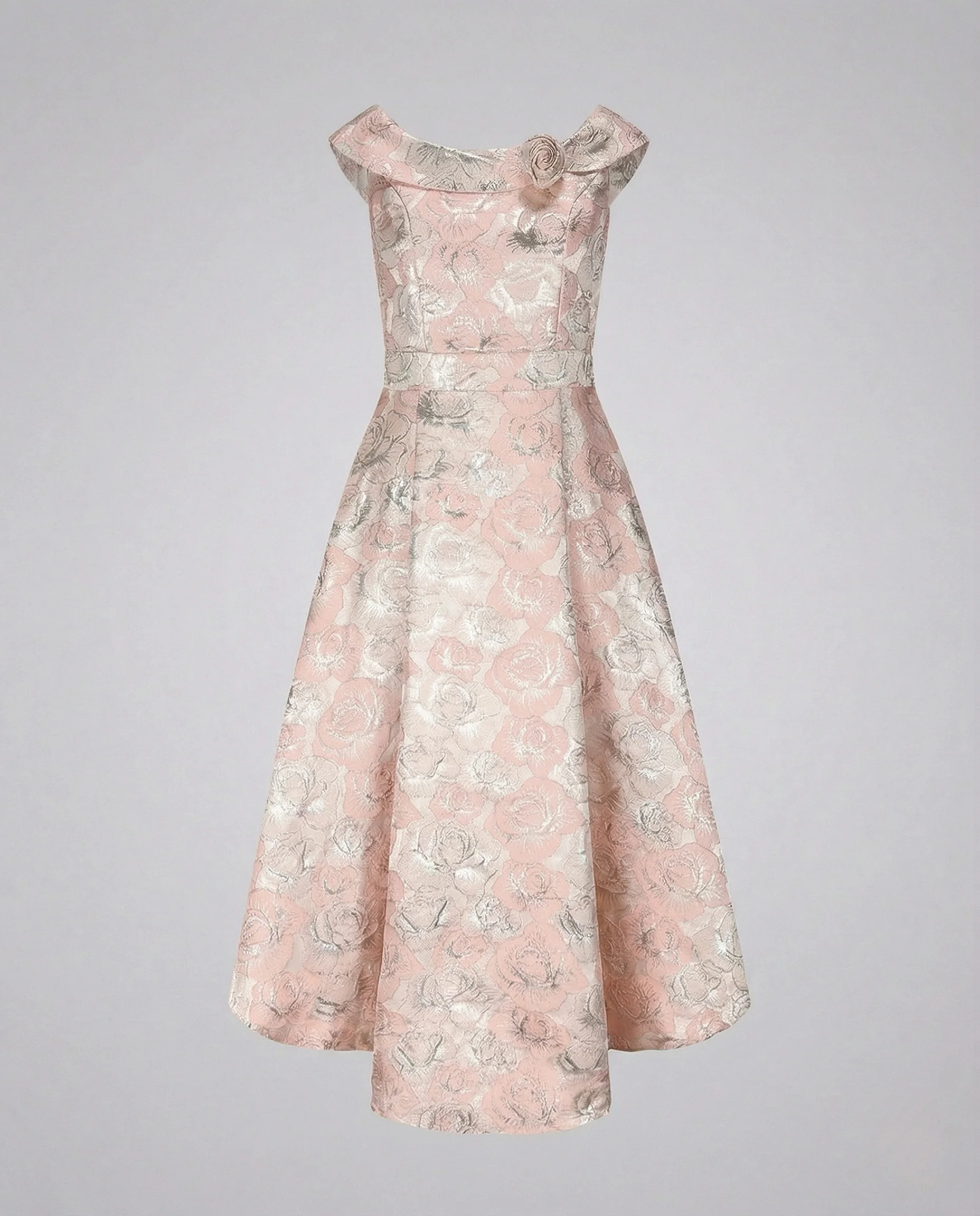 Damen Brokat-Cocktailkleid mit Carmenausschnitt - Image 6