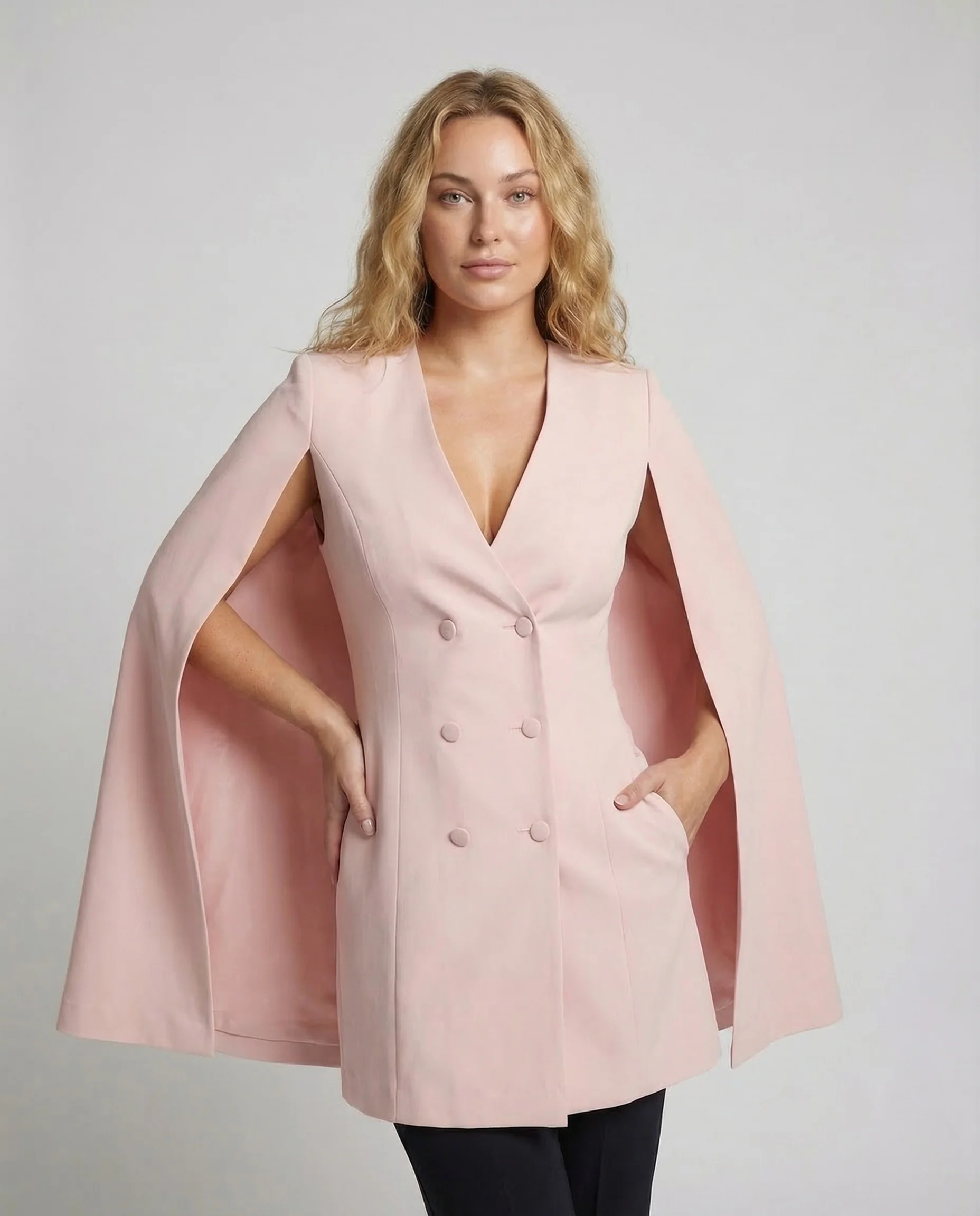 Damen Cape Blazerkleid Doppelreiher - Image 2