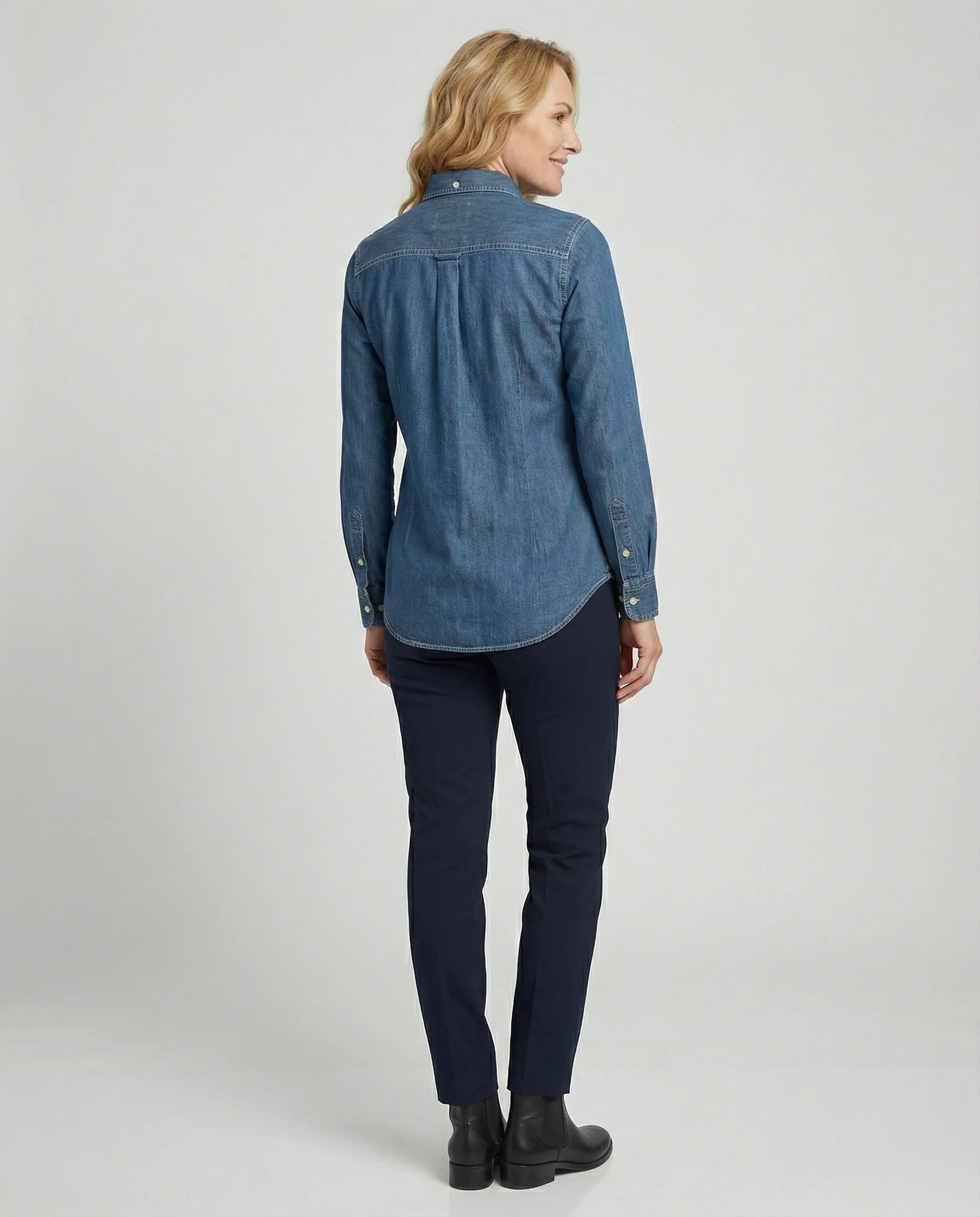 Damen Langarmhemd Jeansoptik - Image 3