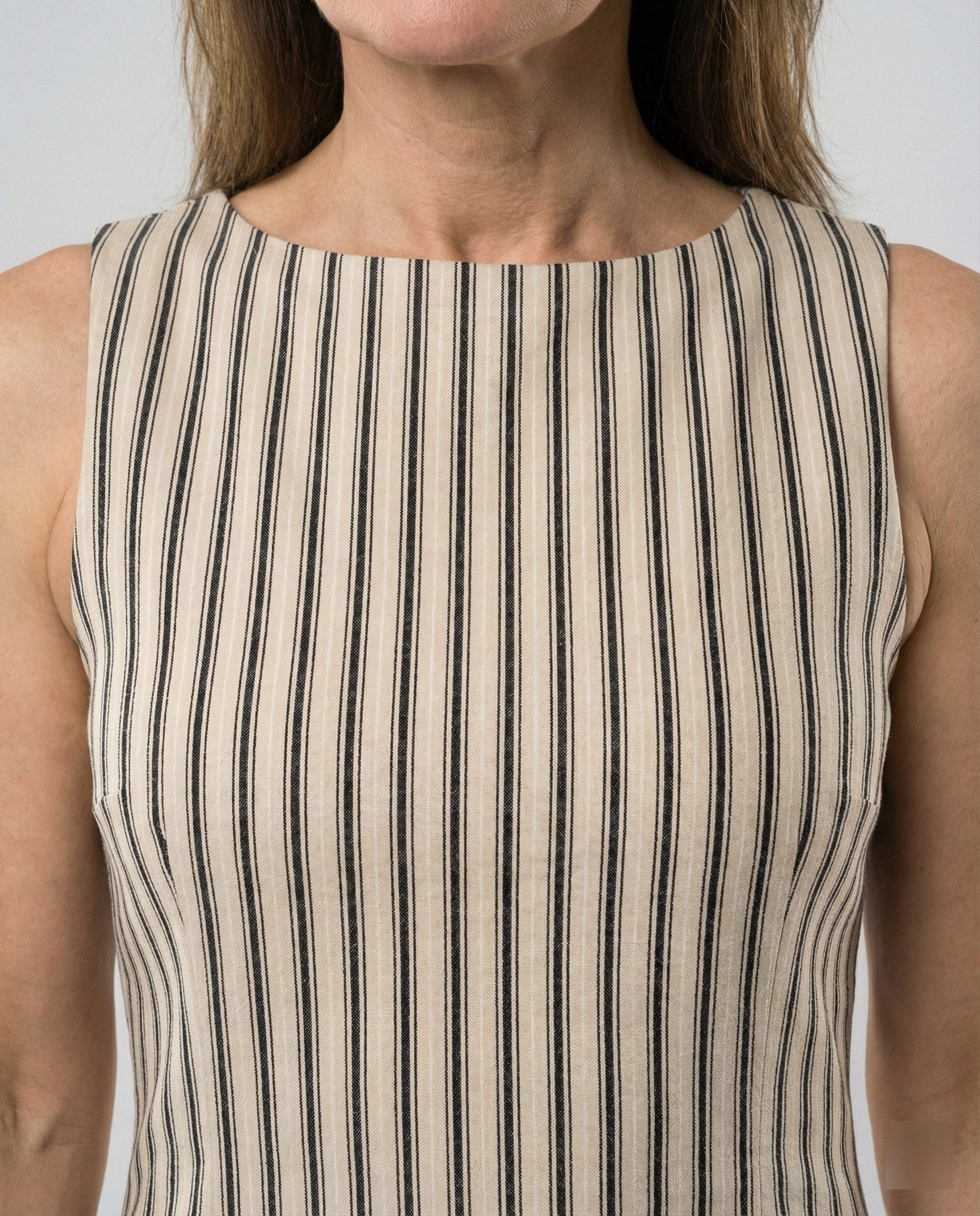 Gestreiftes Minikleid Tailliert Damen - Image 5