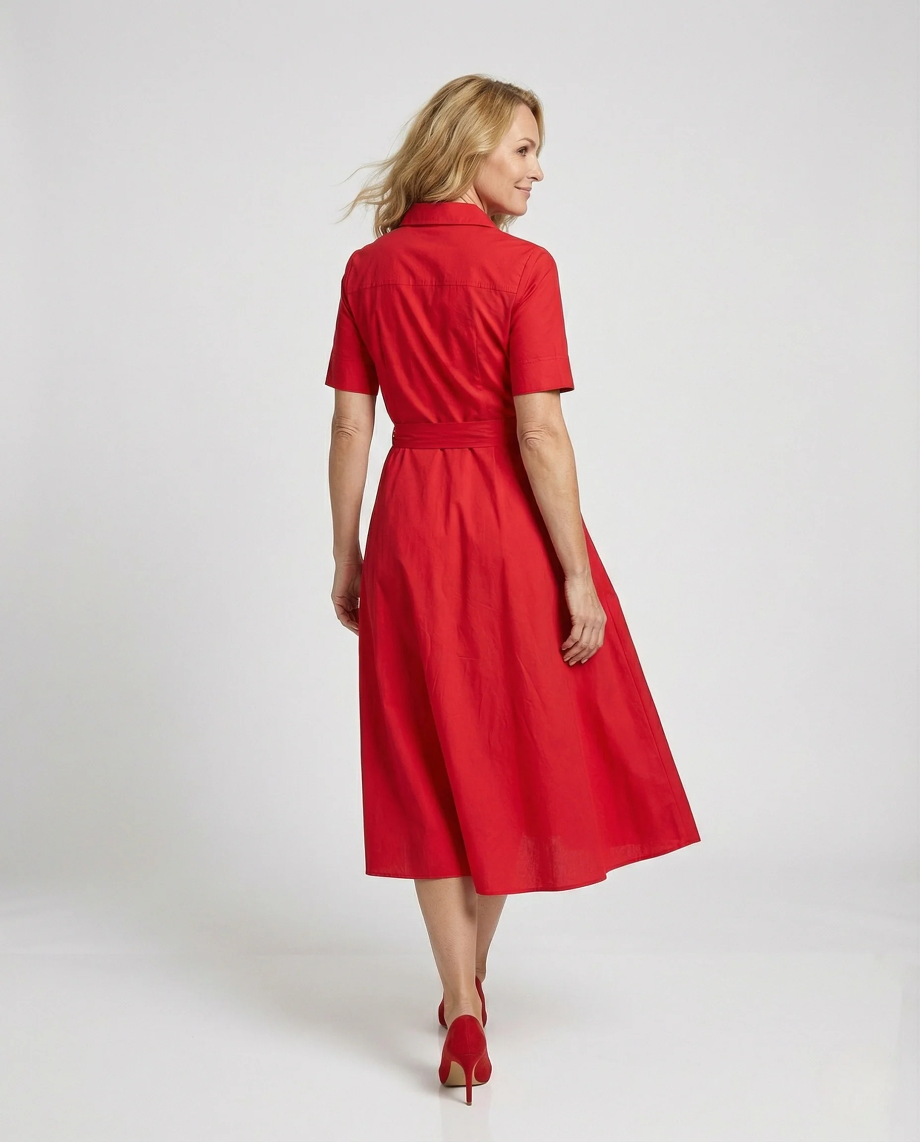 Damen Hemdblusenkleid mit Bindegürtel - Image 4