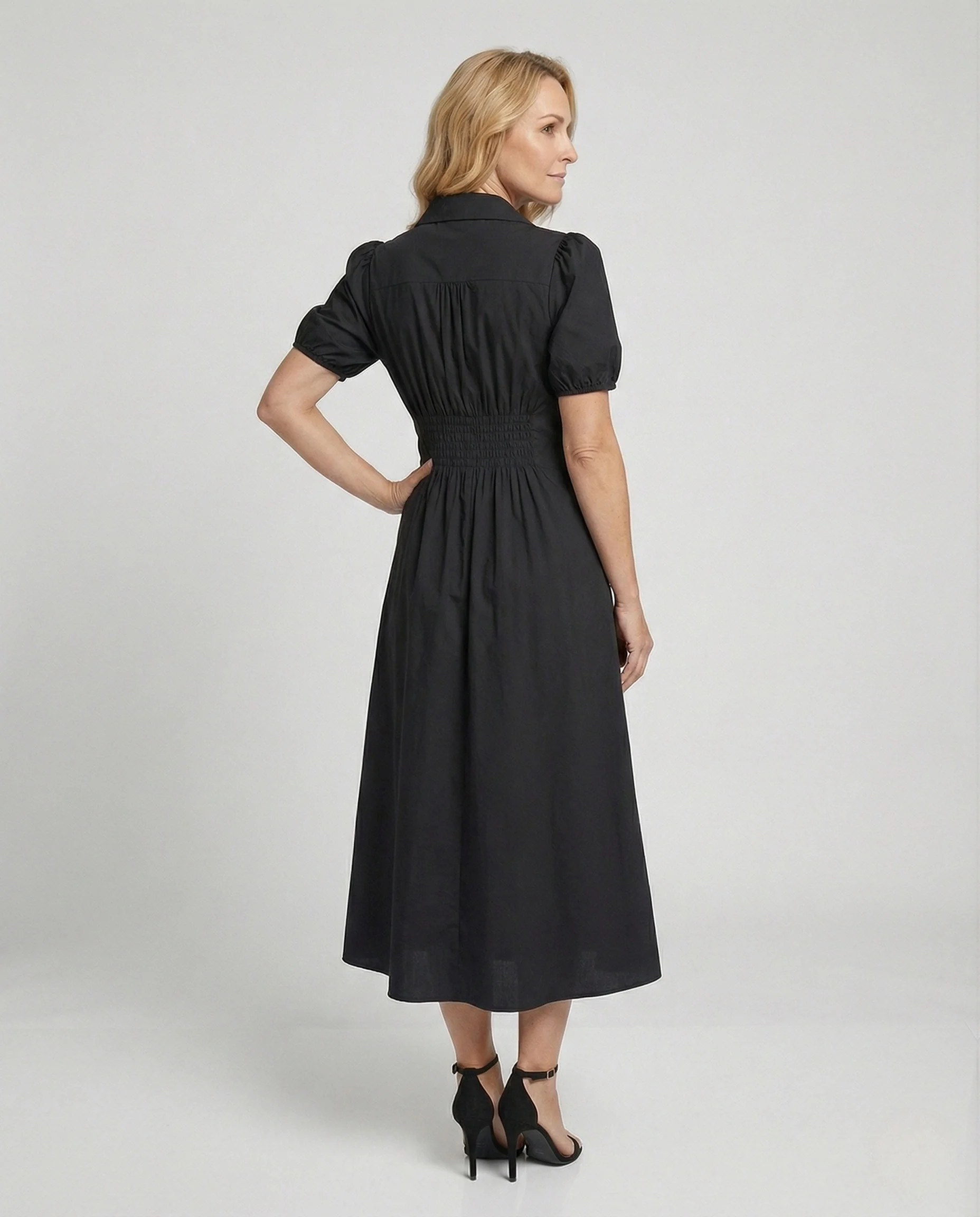 Damen Hemdblusenkleid mit Puffärmeln - Image 2