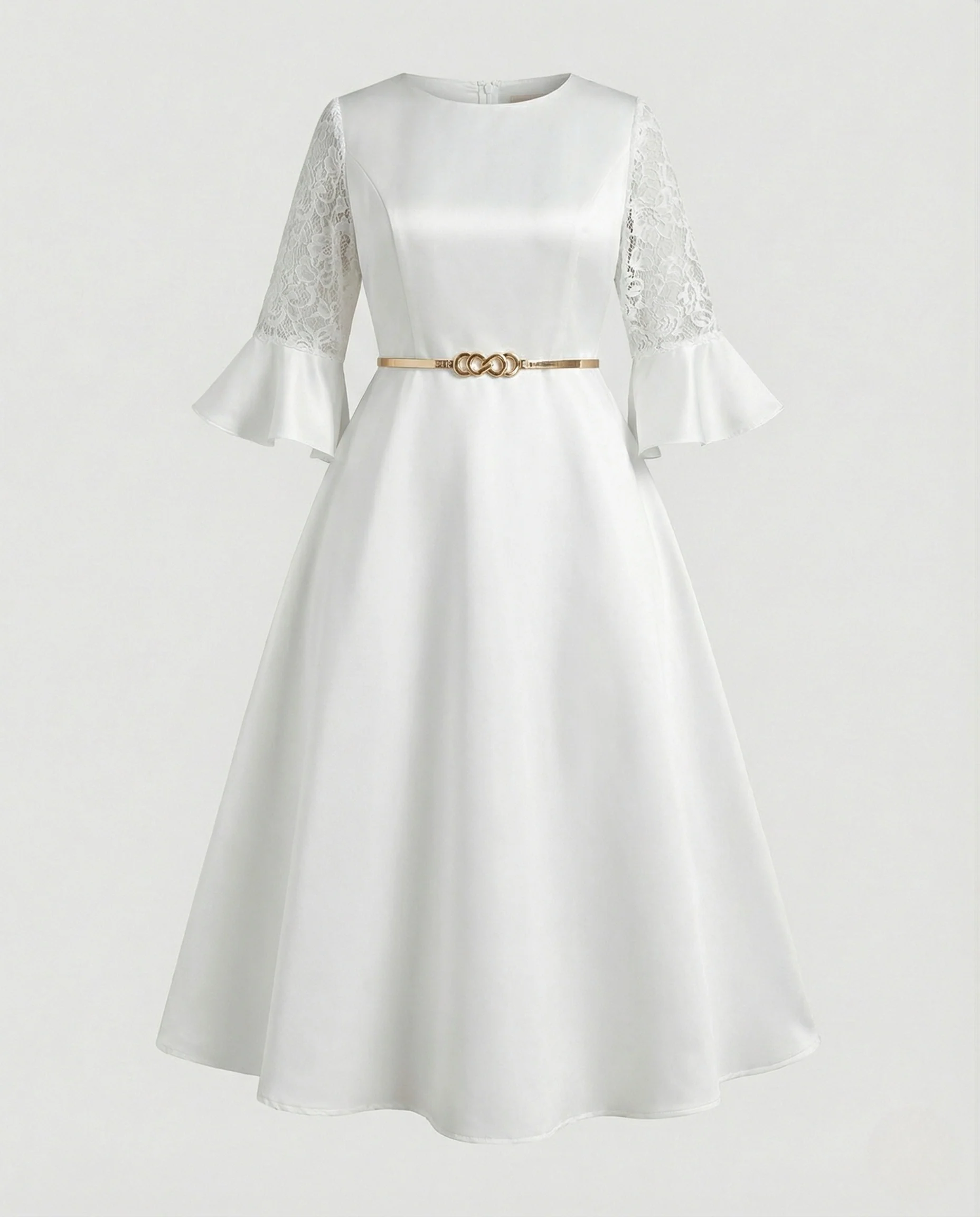 Damen Jacquard-Cocktailkleid mit 3D-Blütenrelief - Image 9