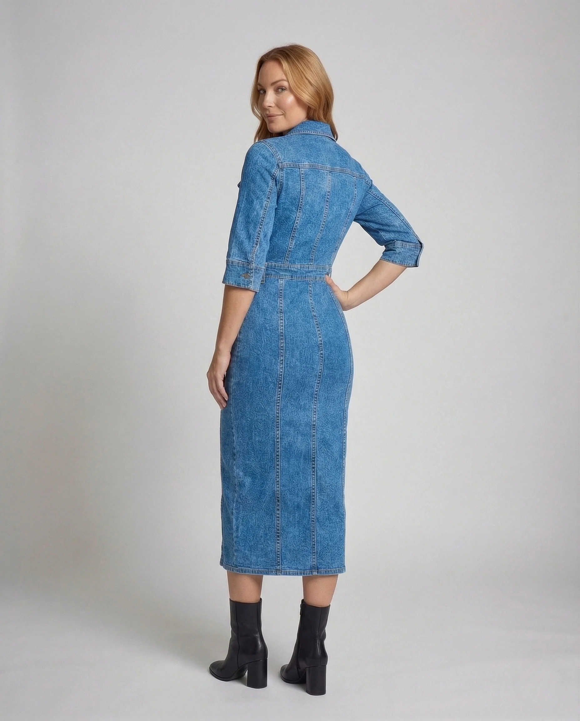 Damen Jeans Midikleid mit Knopfleiste - Image 4